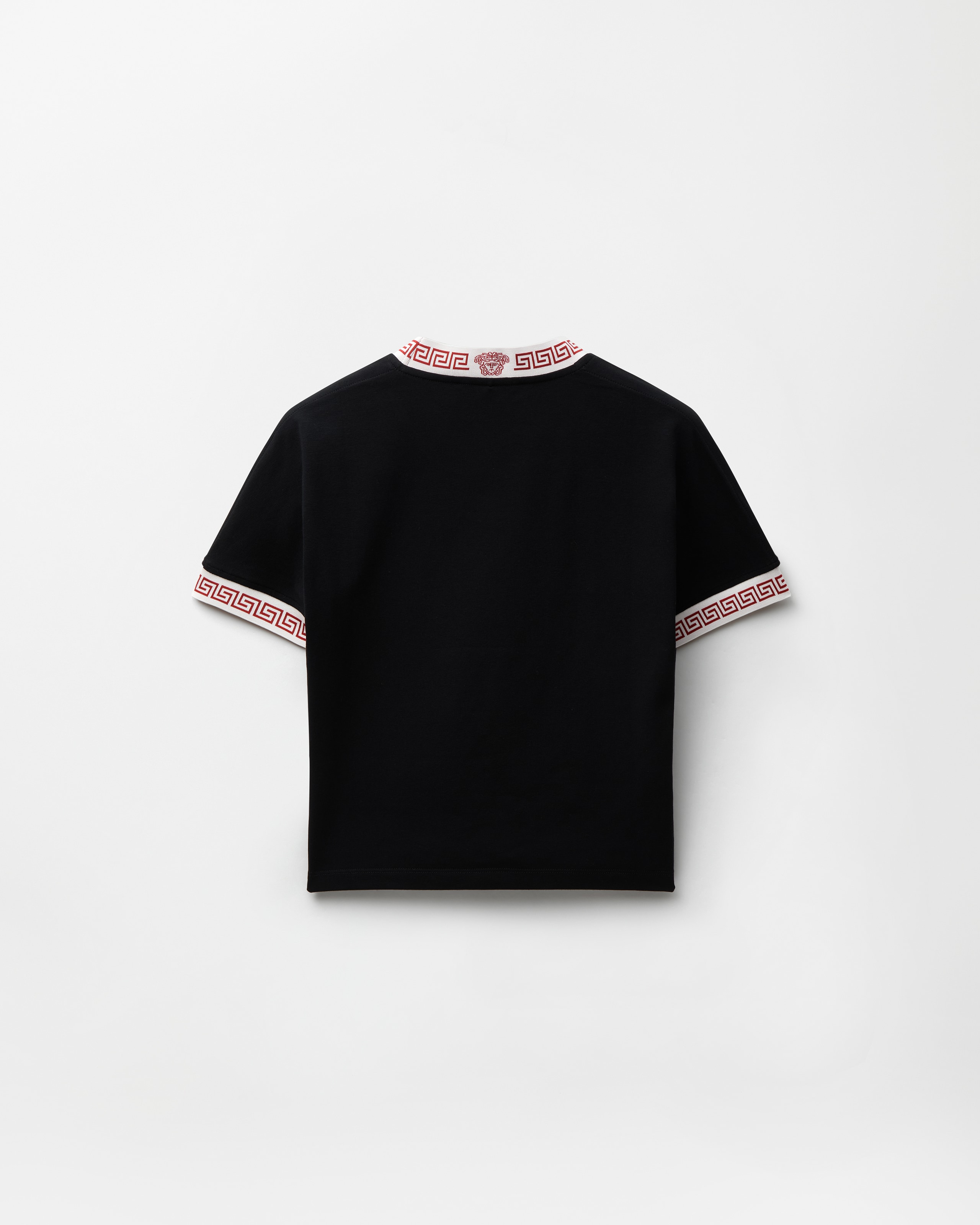 Jacquard Stretch Cotton-Jersey T-Shirt Black | VERSACE US