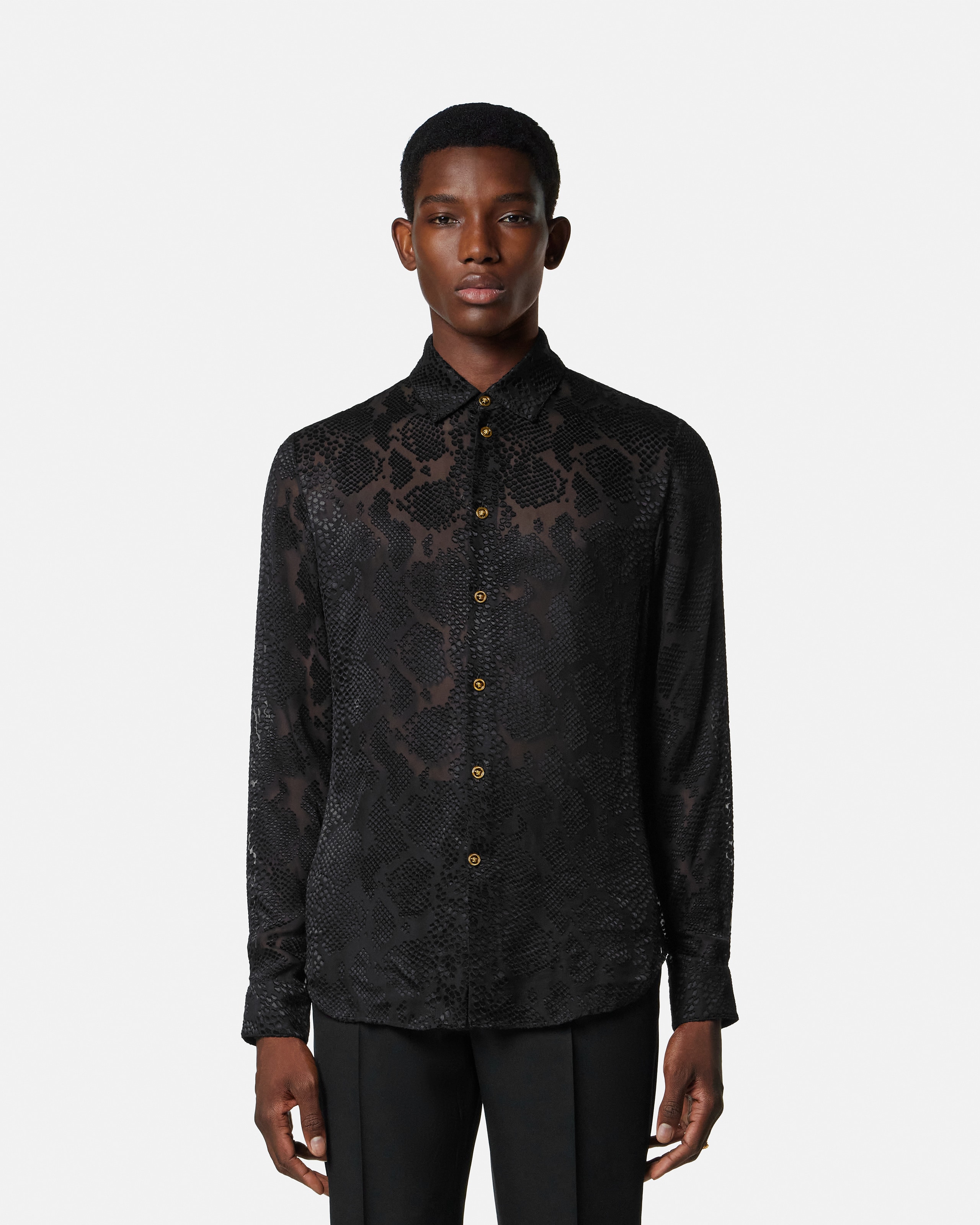 Python-Devoré Silk-Blend Evening Shirt