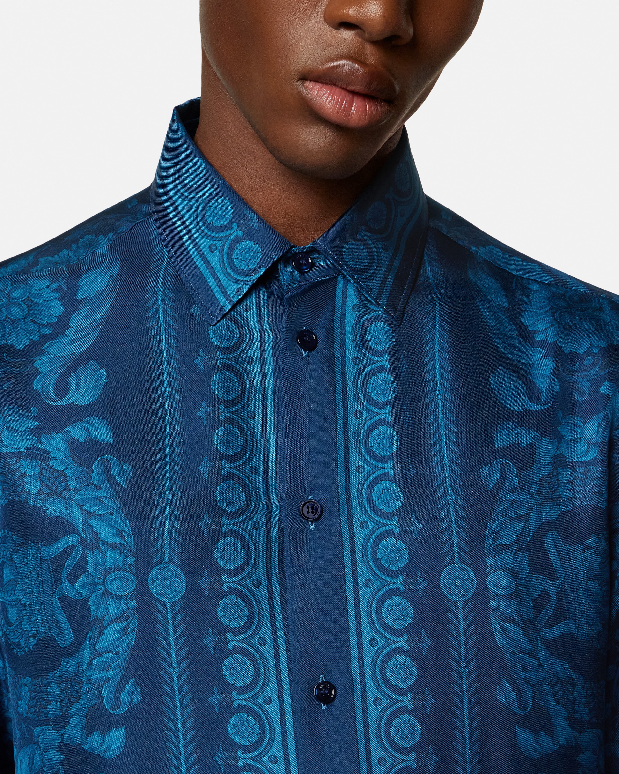 Printed Silk Twill Slim Shirt