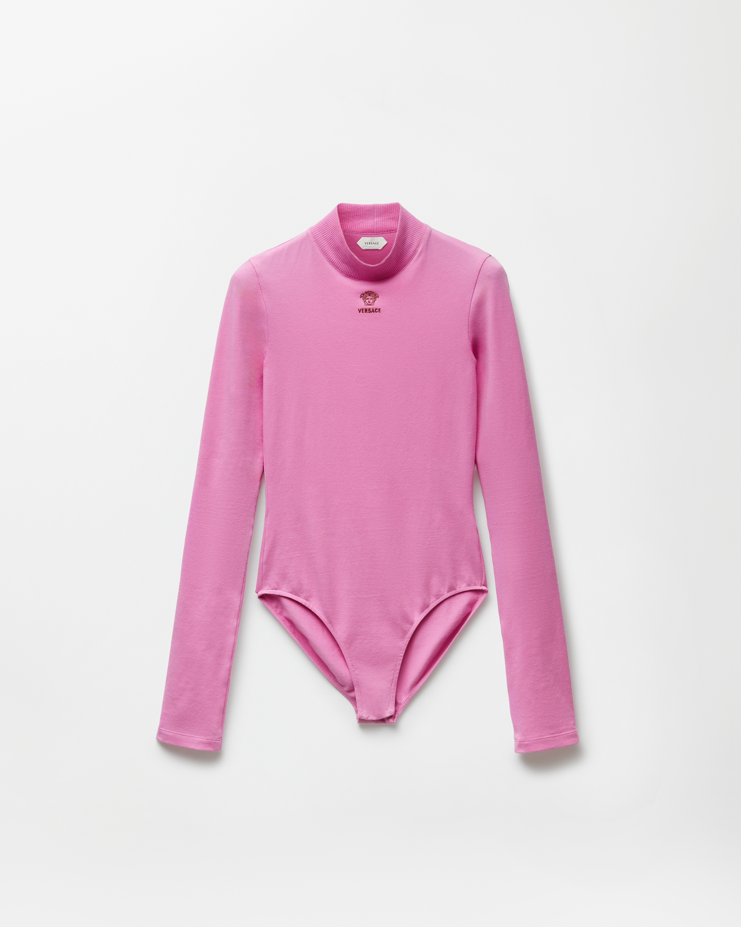Versace Body En Jersey De Coton Stretch À Logo Brodé In Rose