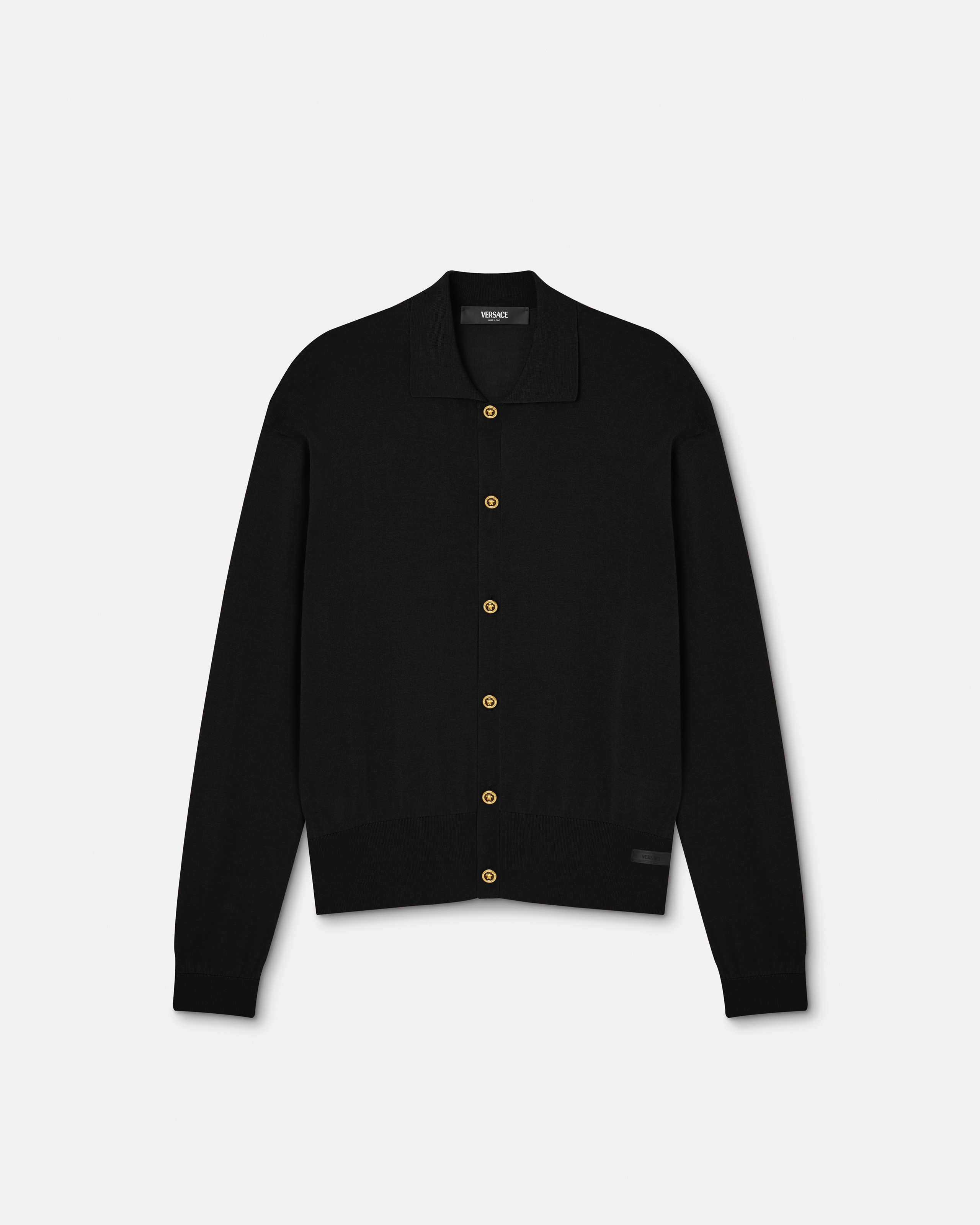 Silk-Blend Knit Polo Cardigan