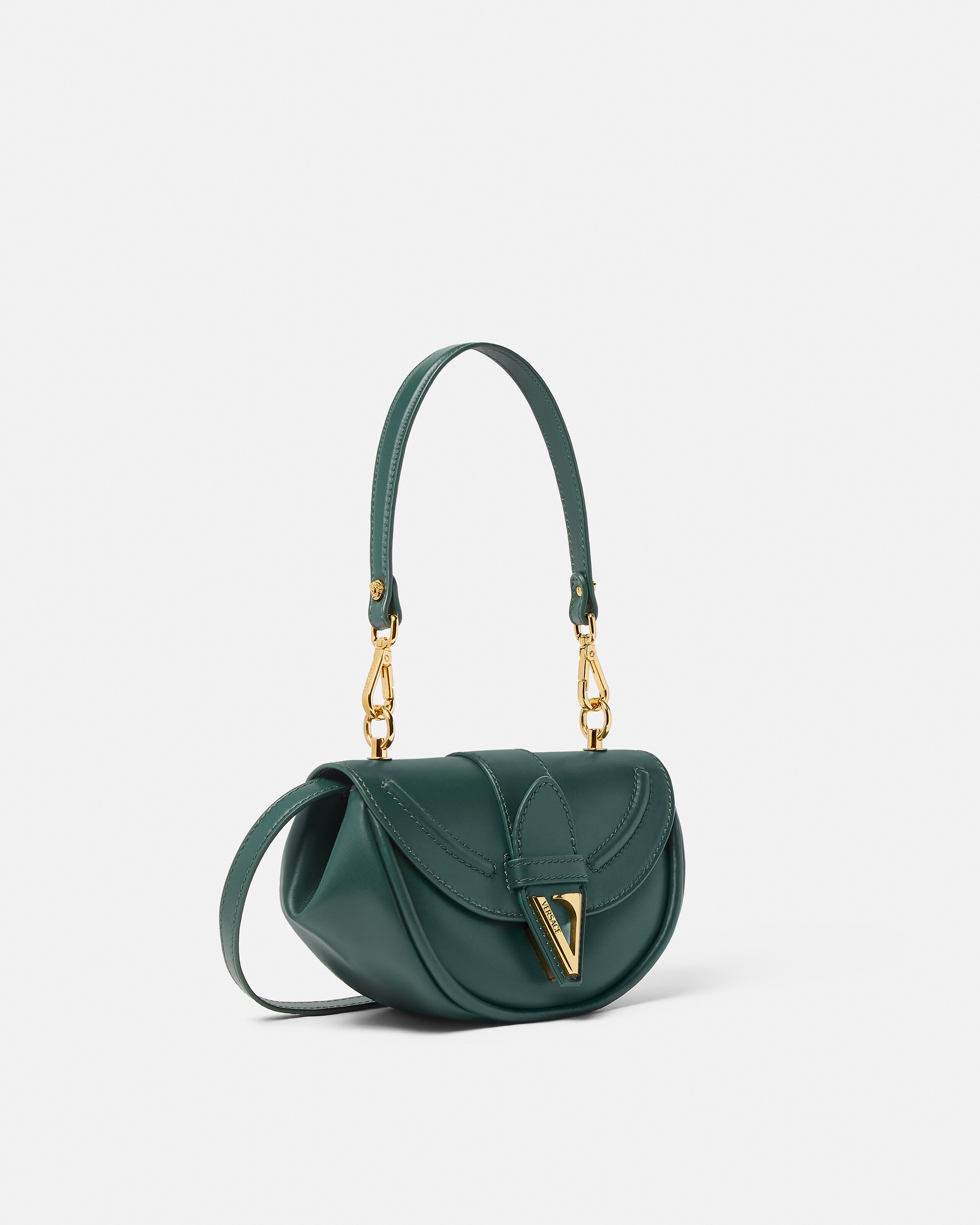 Versace Virtus Small Shoulder Bag In Green