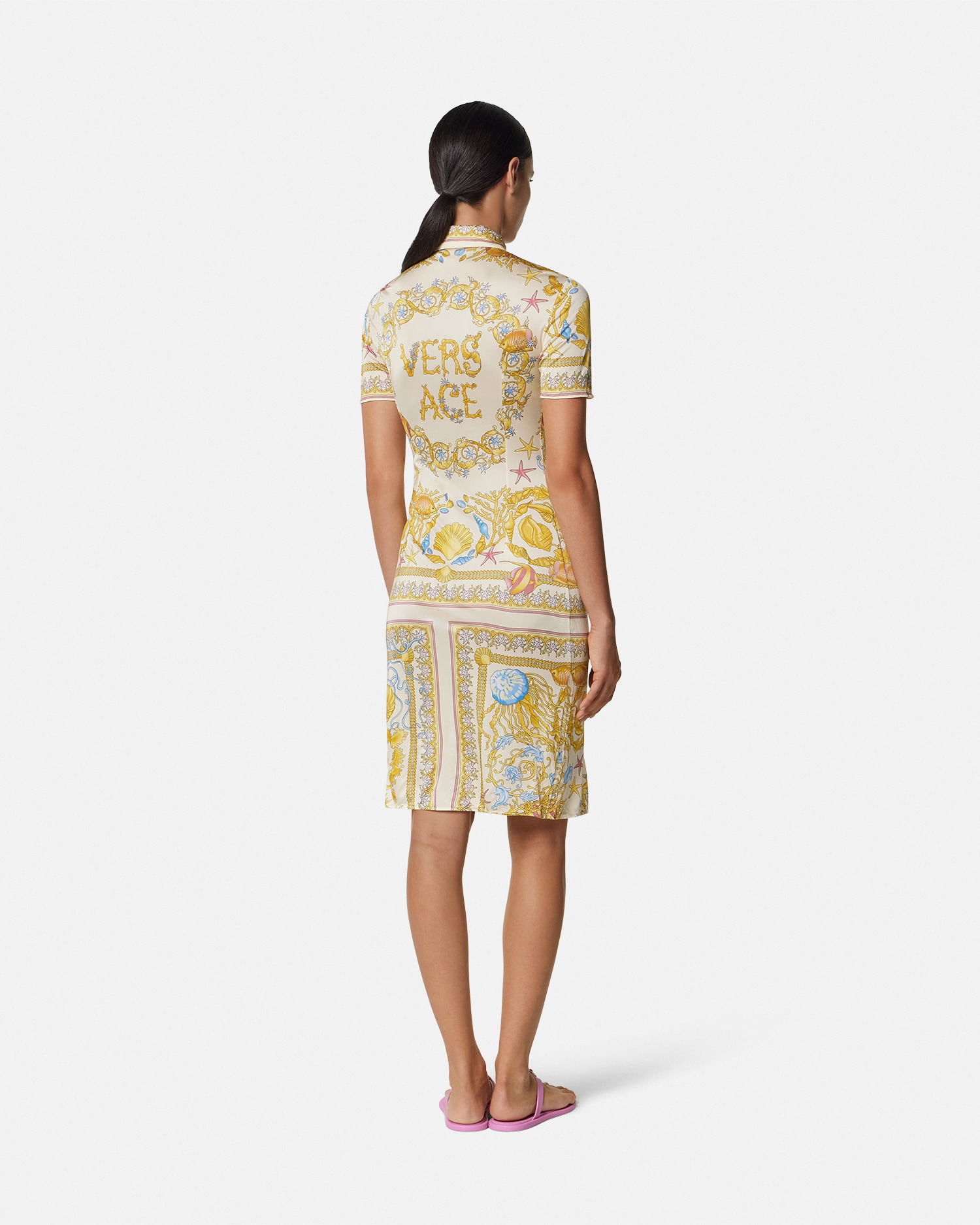Underwater Barocco Fitted Midi Shirt Dress