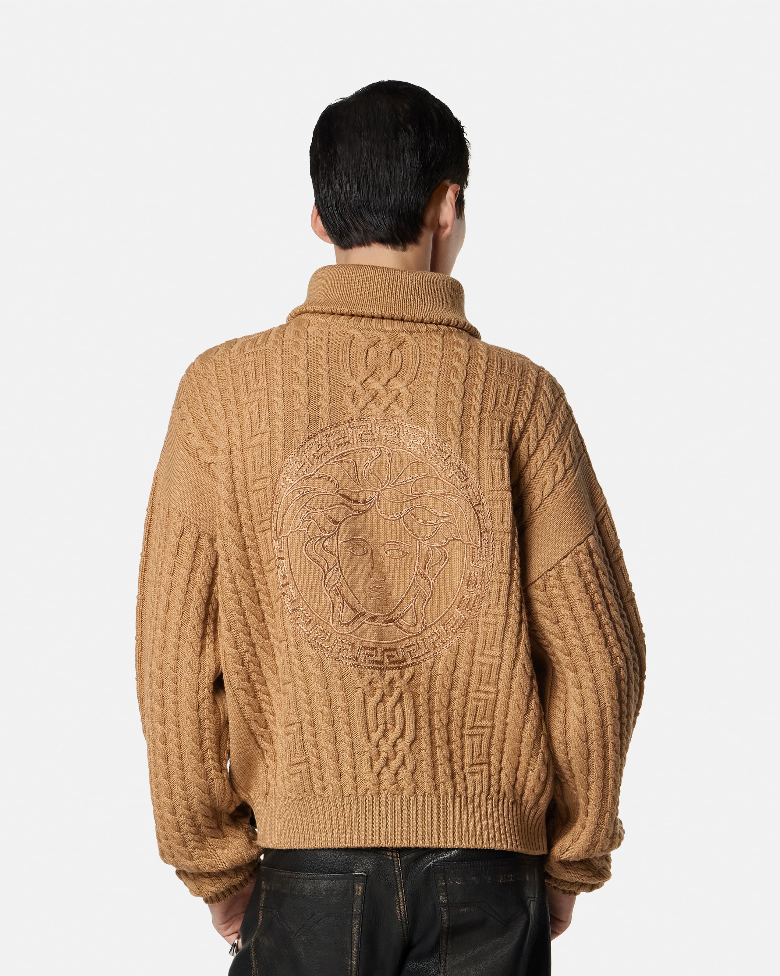 versace ニット　archive Versace Sweater with logo finished with shimmering crystals