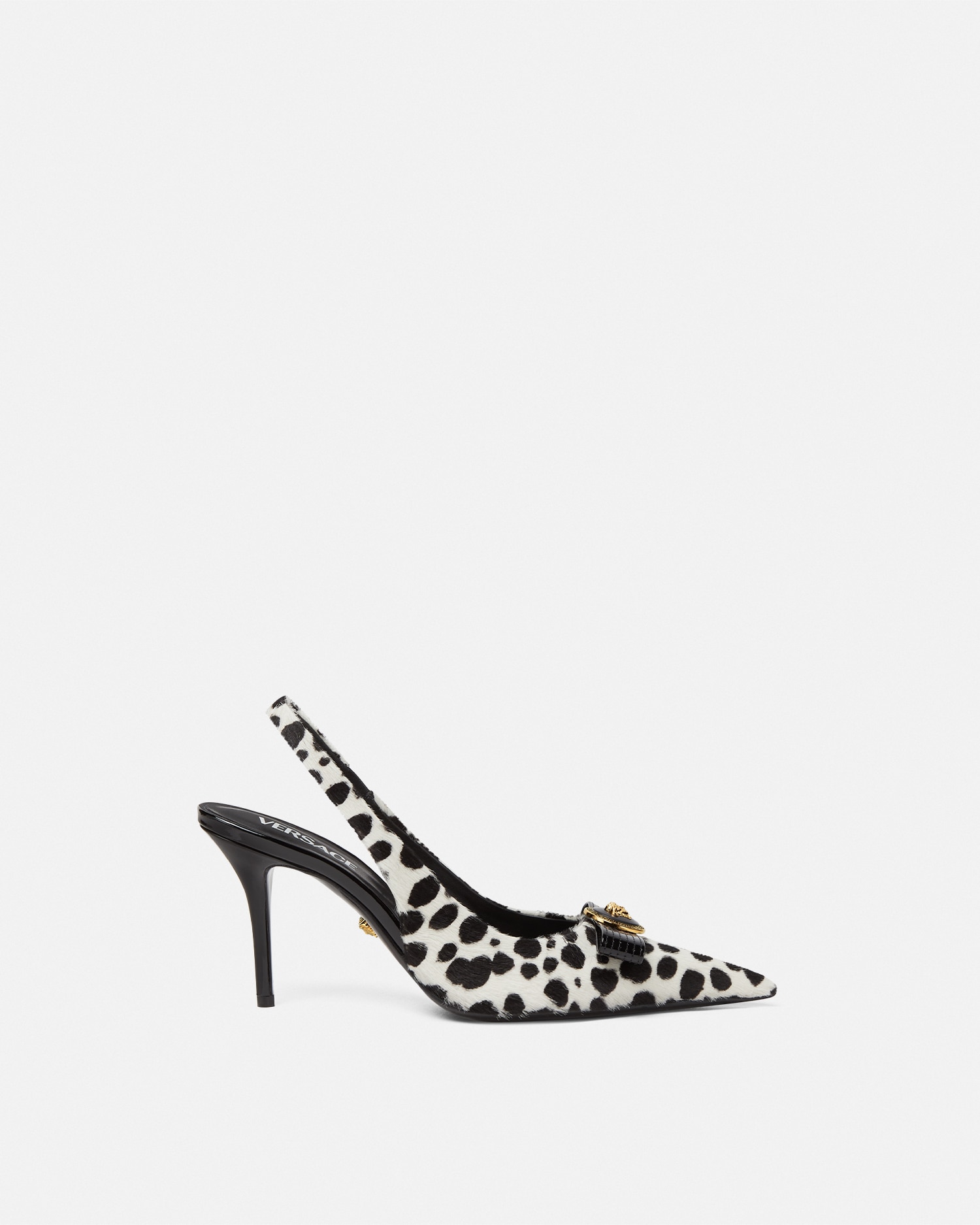 Versace Dalmatian Gianni Ribbon Slingback Pumps 85 Mm In White