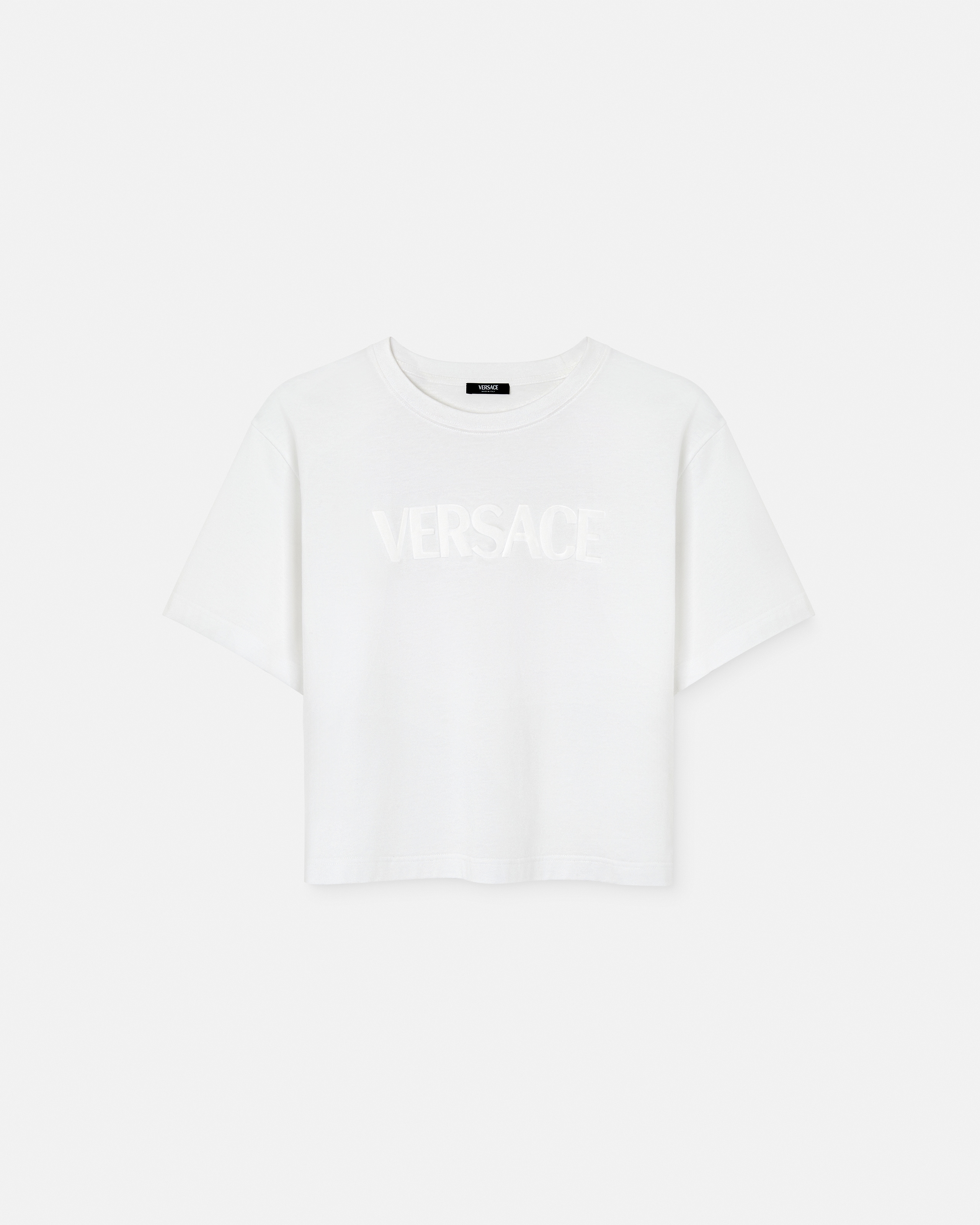 Versace T-shirt En Jersey De Coton Imprimé In White