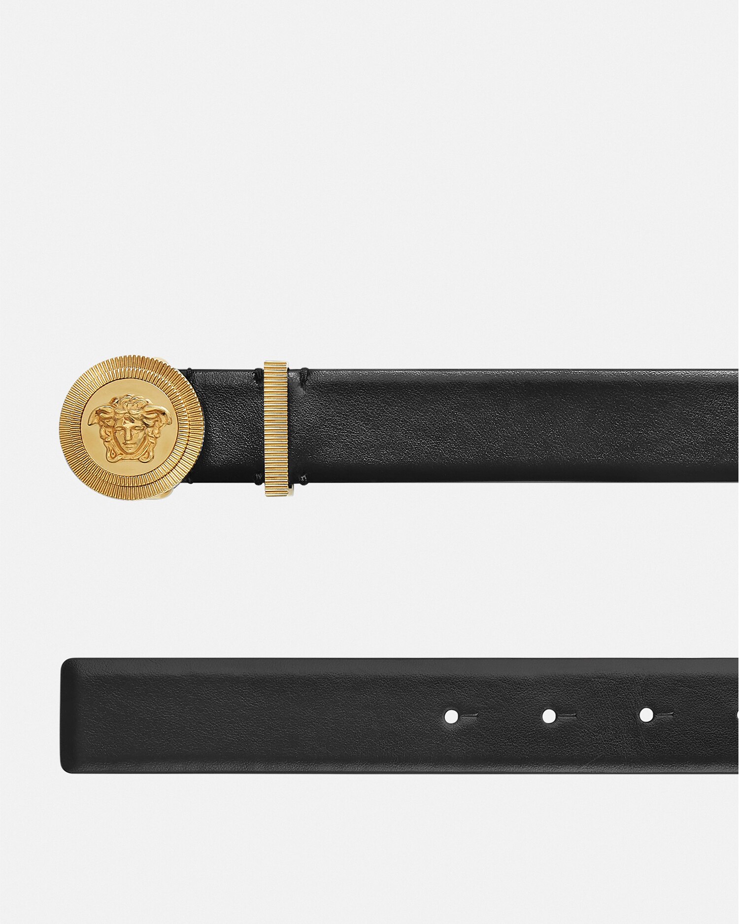 Versace Medusa Biggie Leather Belt In Black