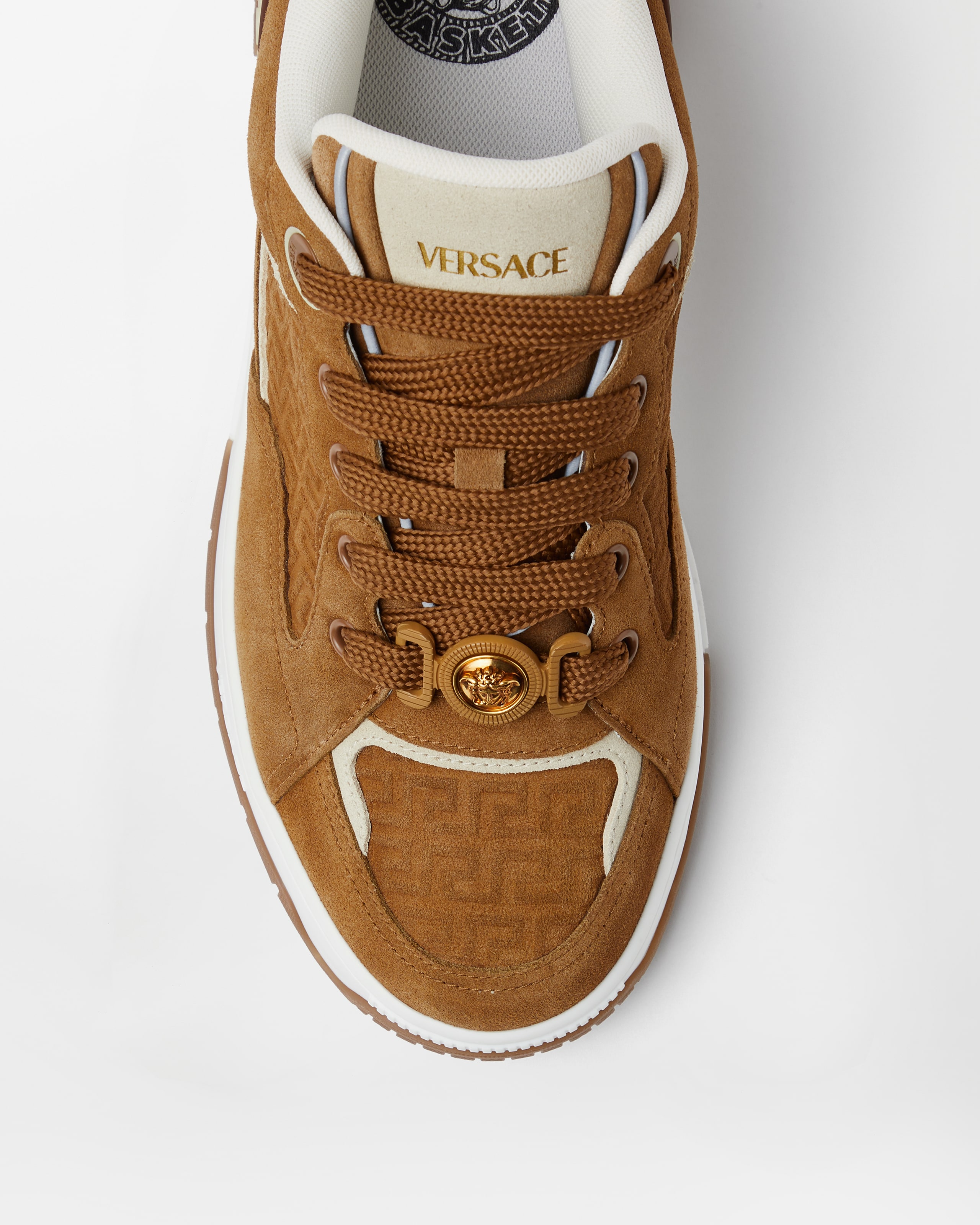 Biggie Basket Suede Sneakers Brown | VERSACE US