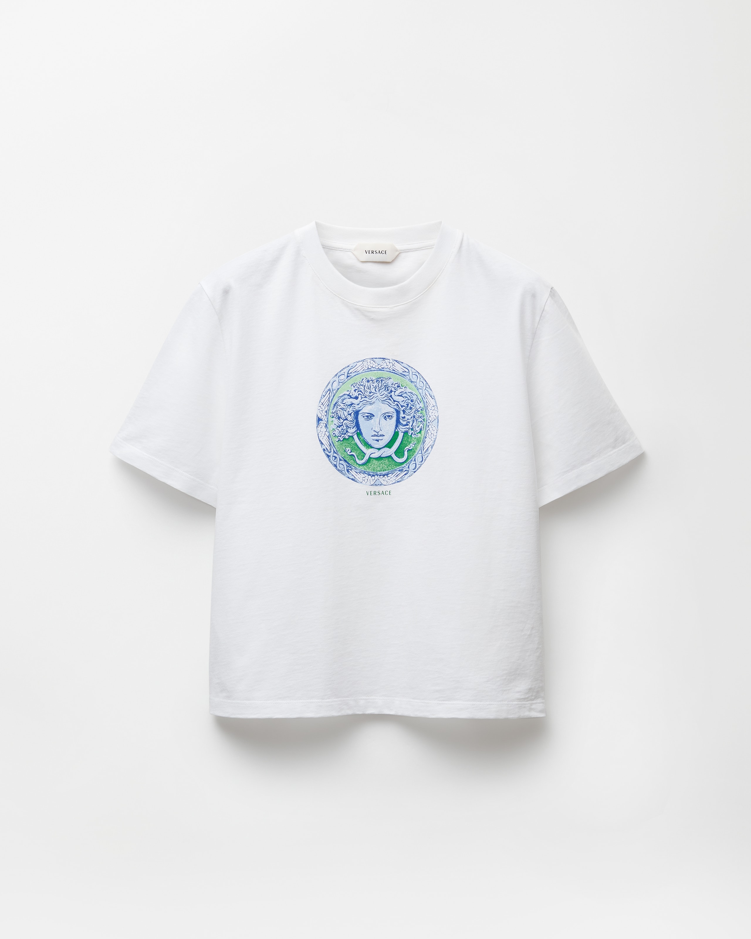 Versace T-shirt En Jersey De Coton Imprimé In White