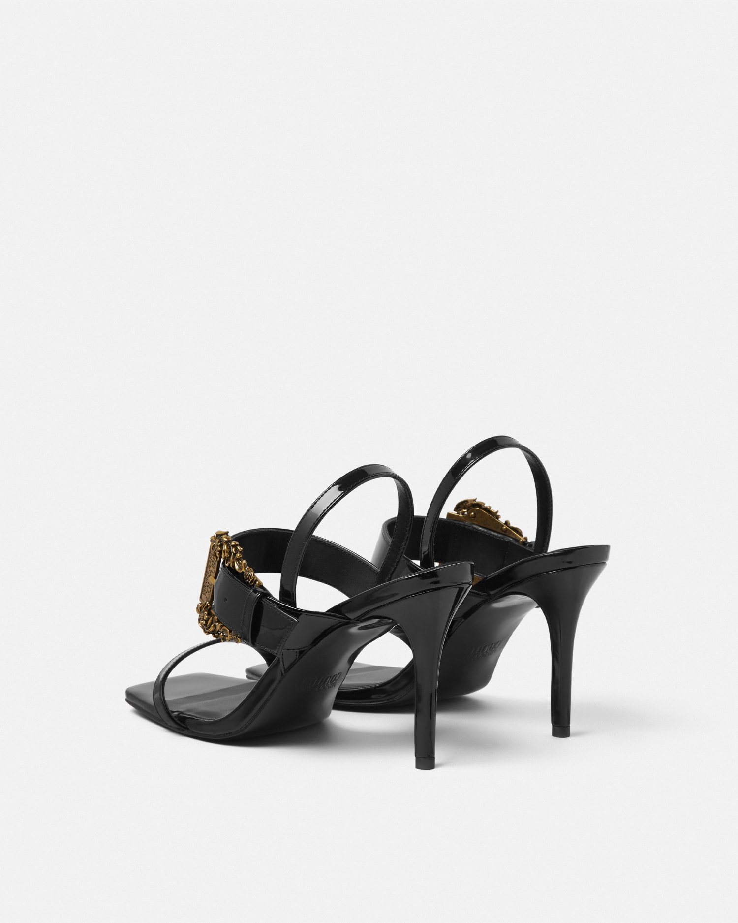 Baroque Buckle Patent Emily Sandals