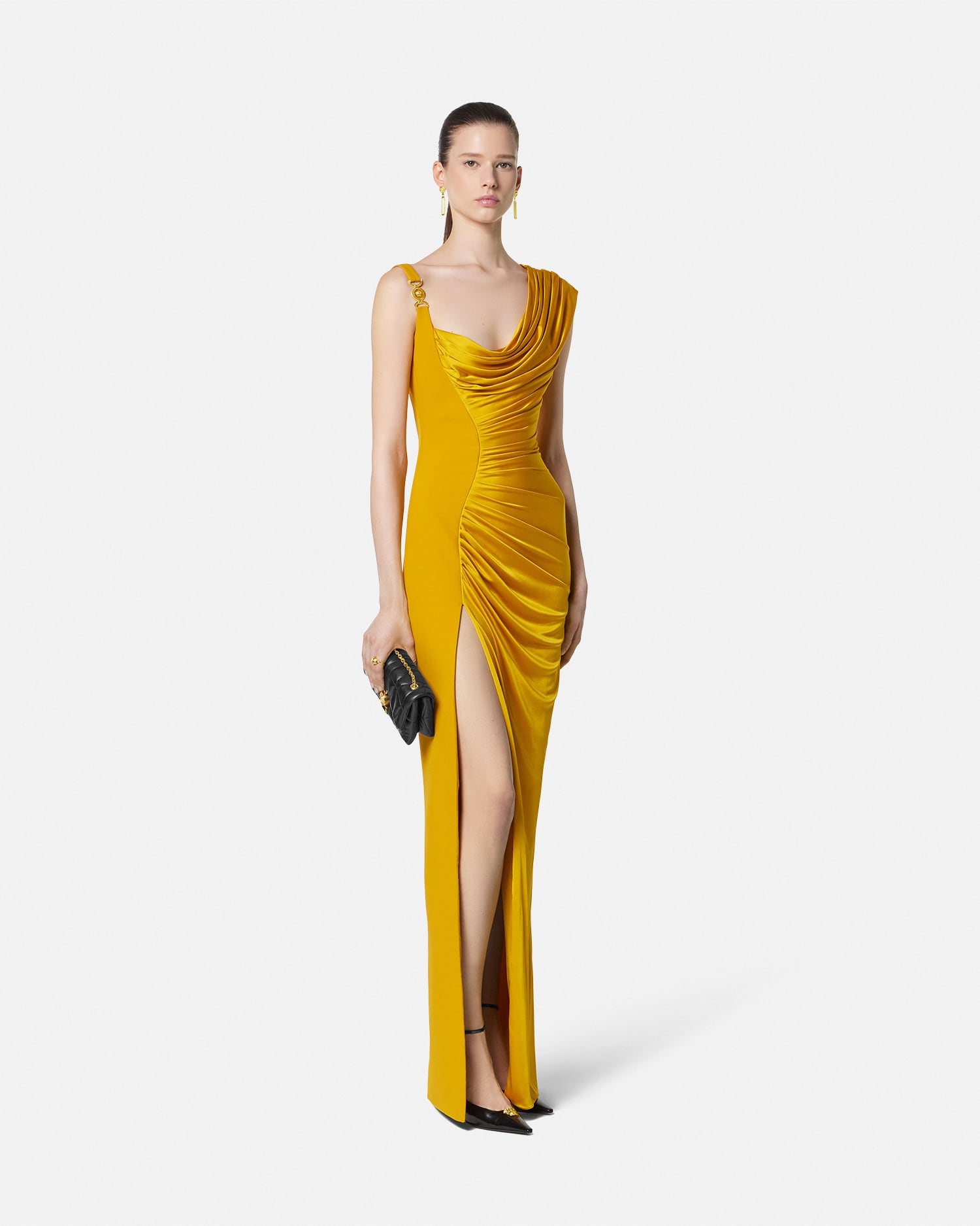 versace rose gold dress 1994 Gianni Versace Couture Runway Metallic Gold Pleated Lamè Gown main image 0