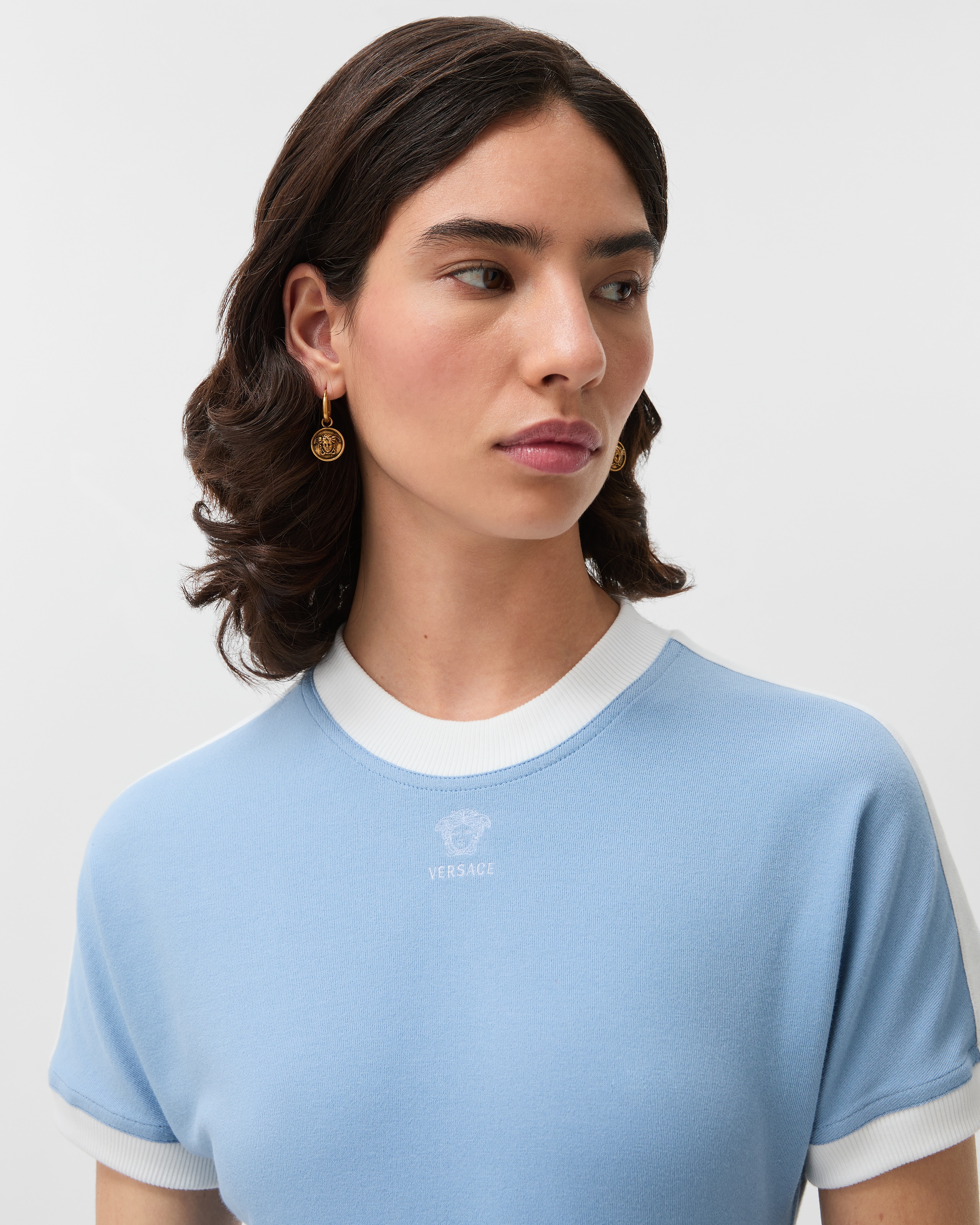 versace asymmetric neck logo mini dress Versace Asymmetric Neck Logo Mini Dress, $1,357 | farfetch.com