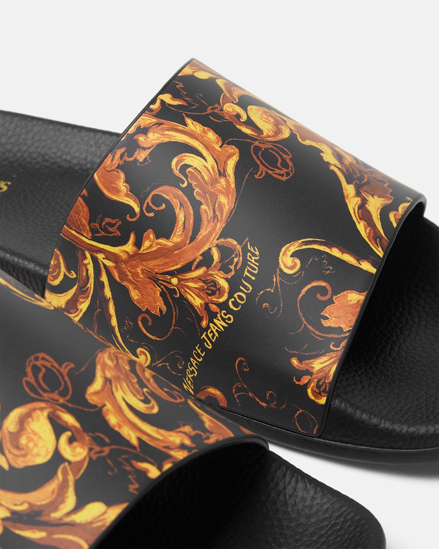 Versace Jeans Collection Black and Gold Baroque Slide Sandals Versace Jeans Couture Platform flip-flops | Women main image 2