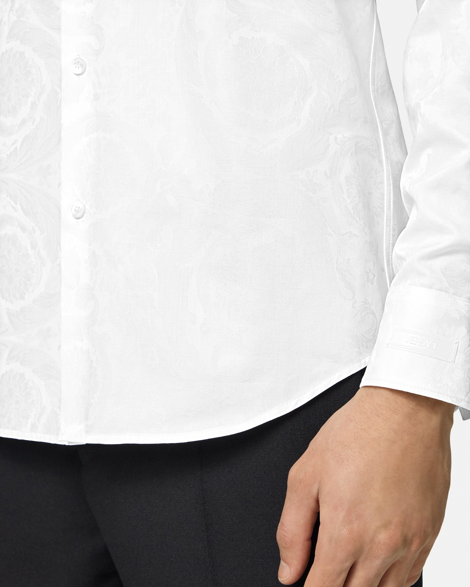 Jacquard Cotton-Poplin Shirt White | VERSACE US