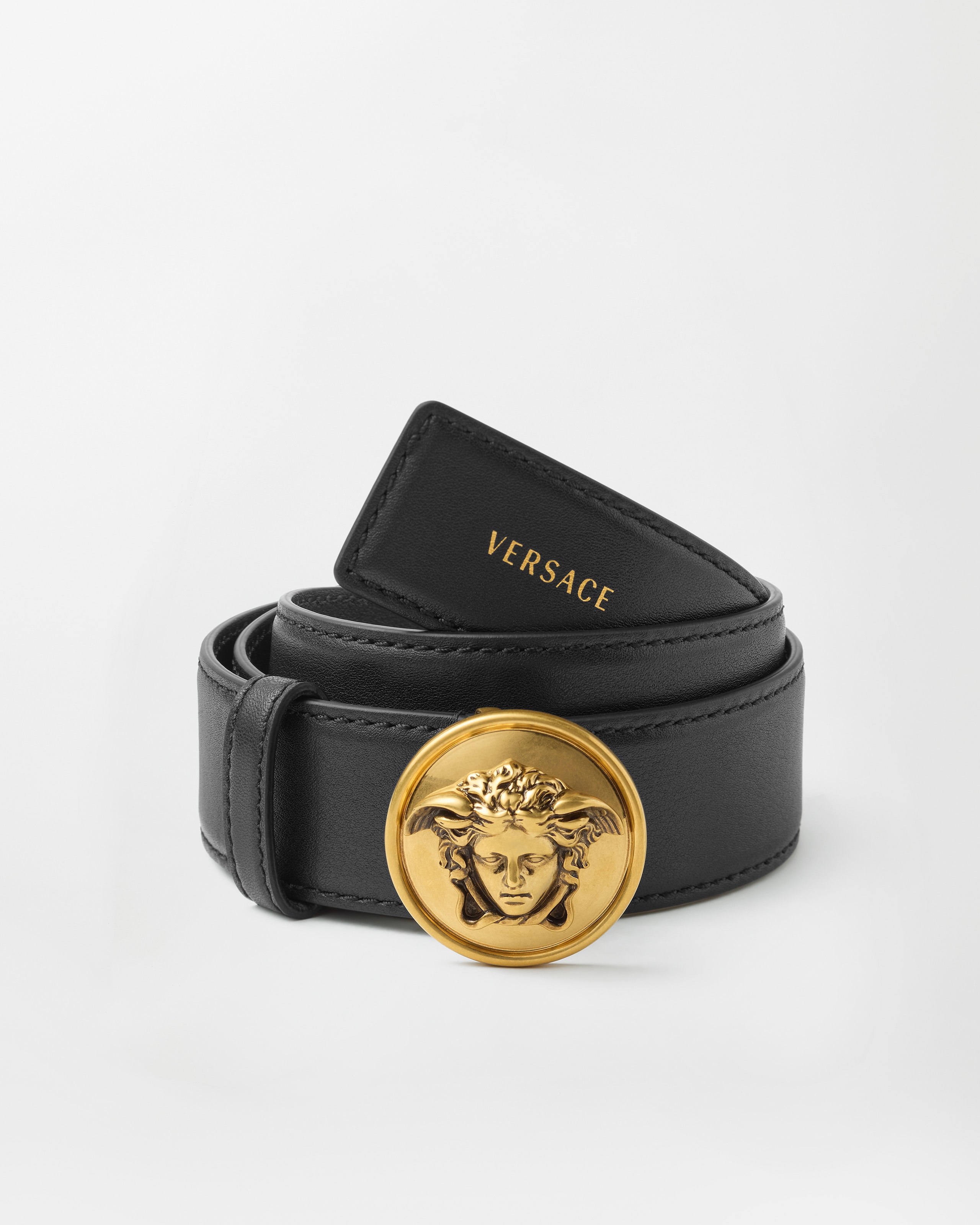 Versace Ceinture En Cuir 3,5 Cm In Black