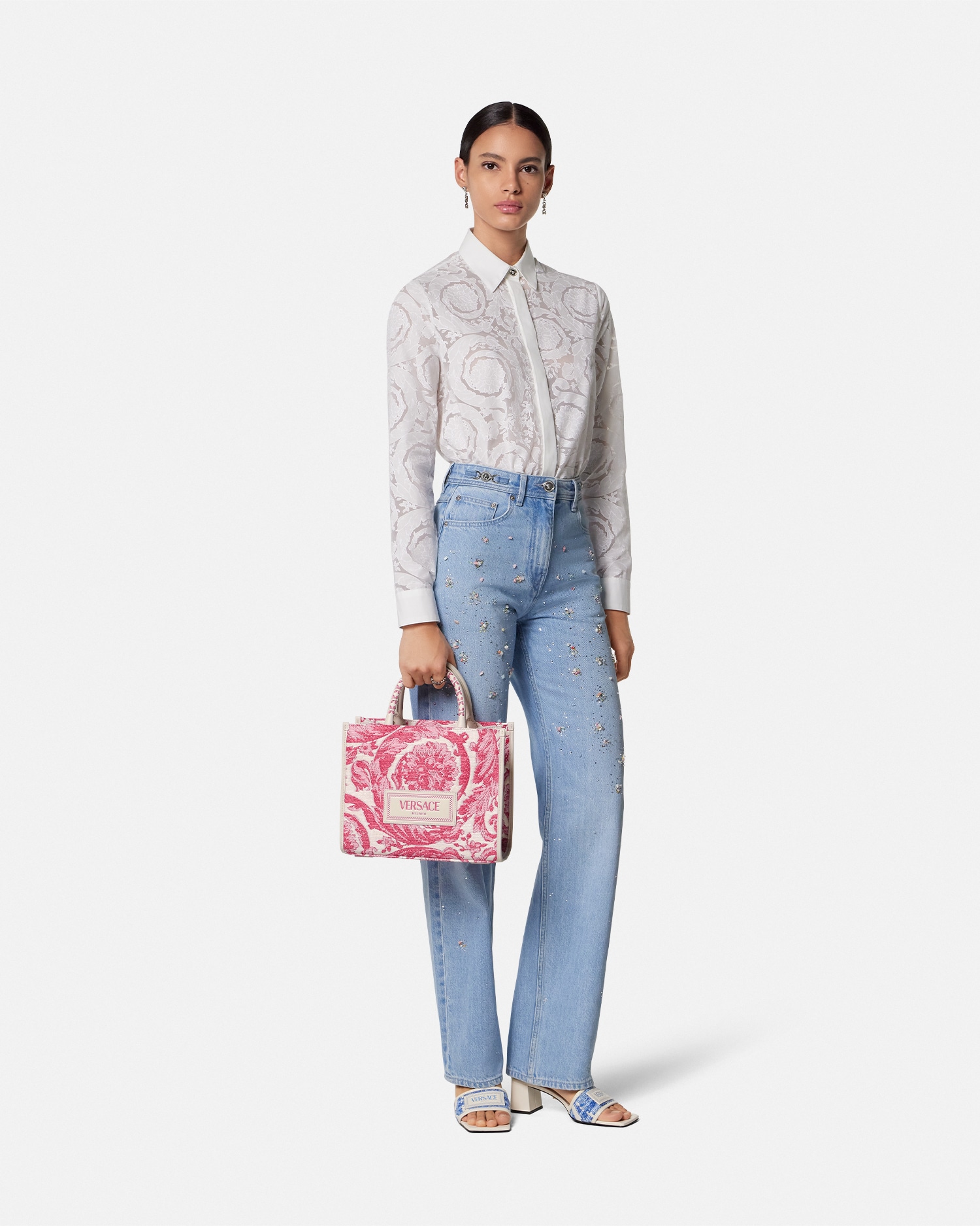 Barocco Athena Raffia Small Tote Bag