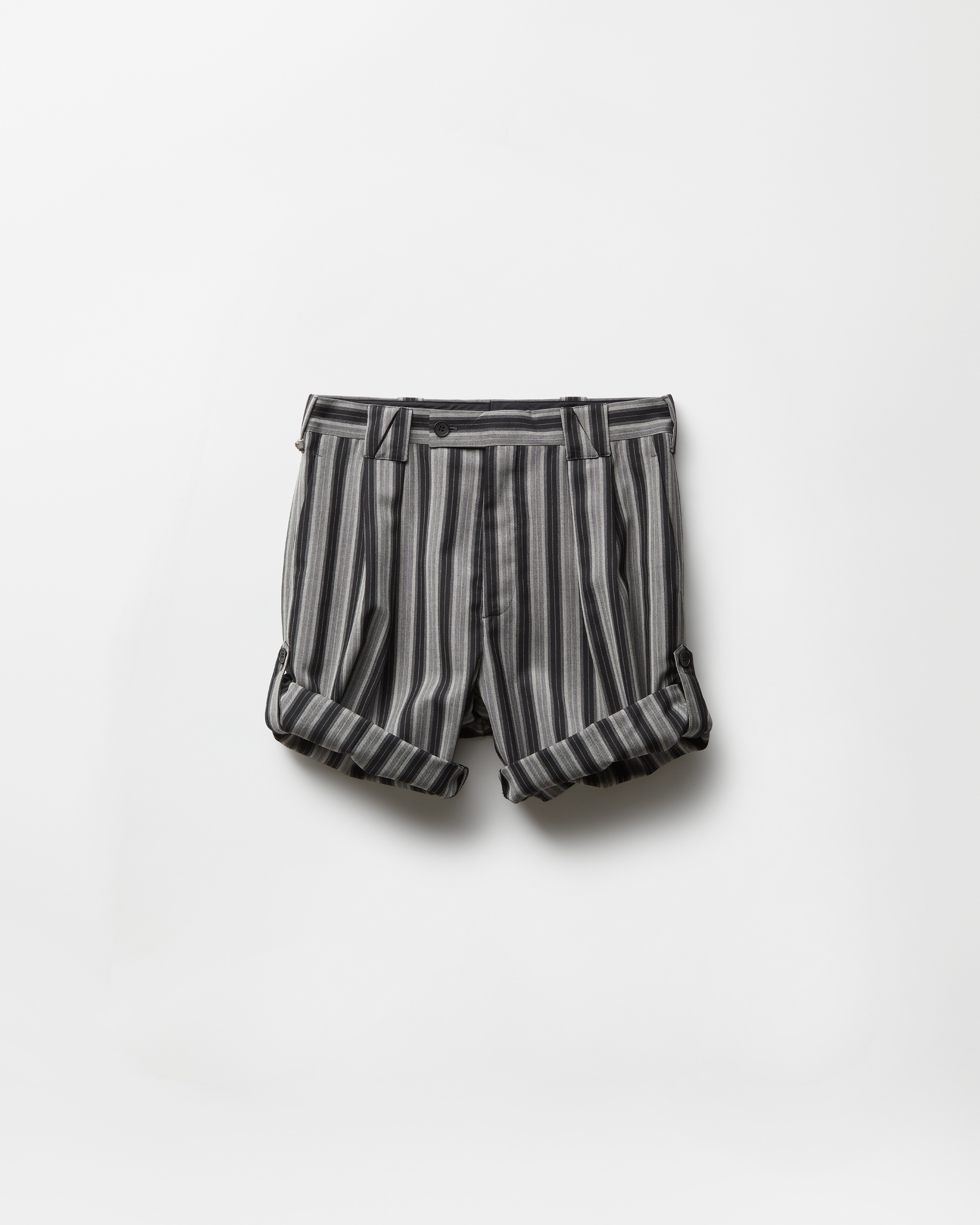 Versace Pinstripe Wool Formal Shorts In Gray