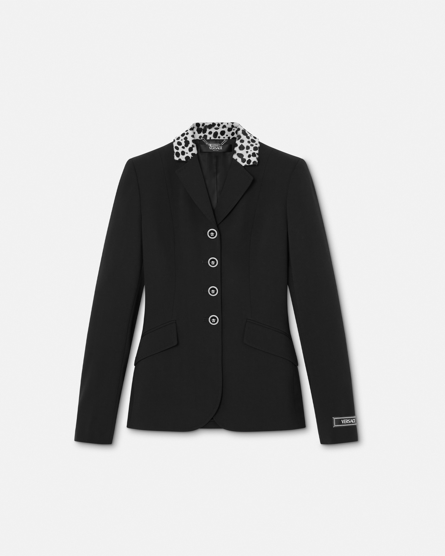 Versace Dalmatian Wool Gabardine Riding Jacket In Noir