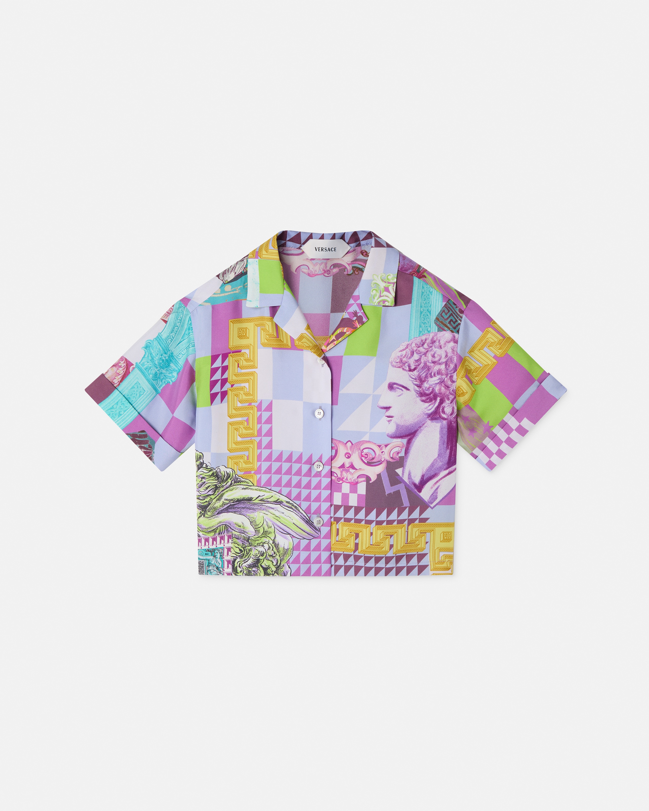 Versace Chemise En Sergé De Soie Imprimé Kids In Multicolore