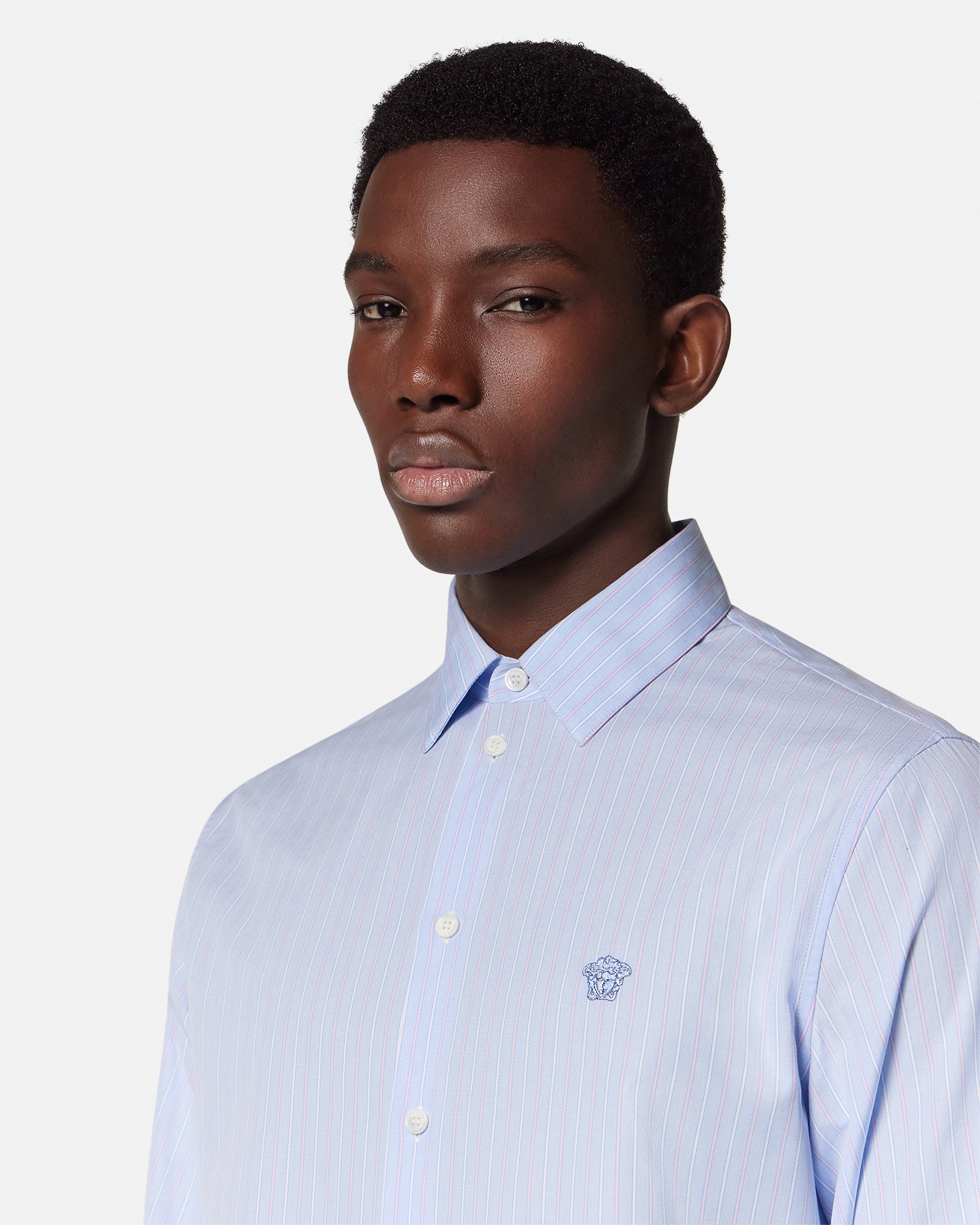 Embroidered Medusa Striped Shirt
