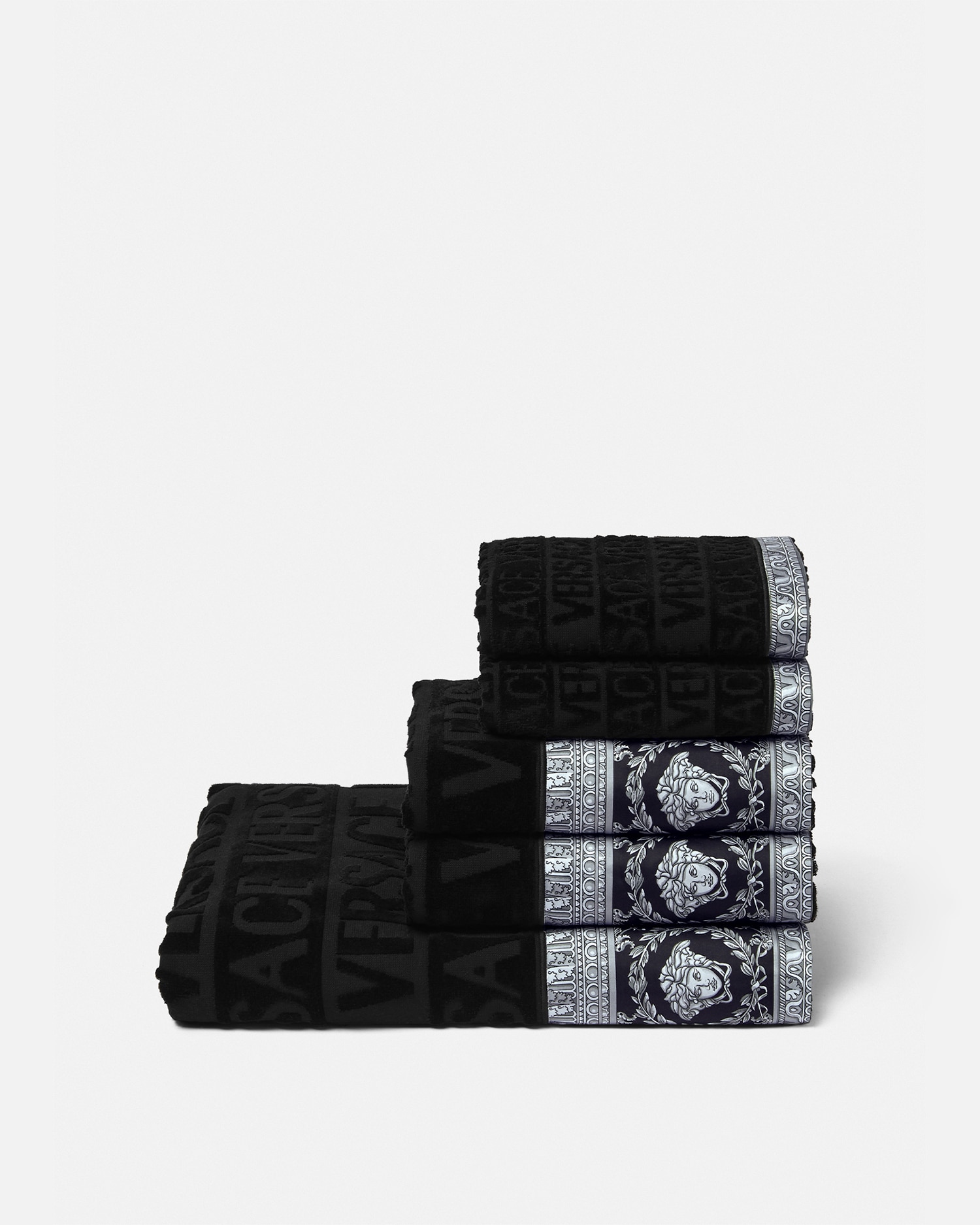 Versace Home I ♡ Baroque Towel 5-set In Black