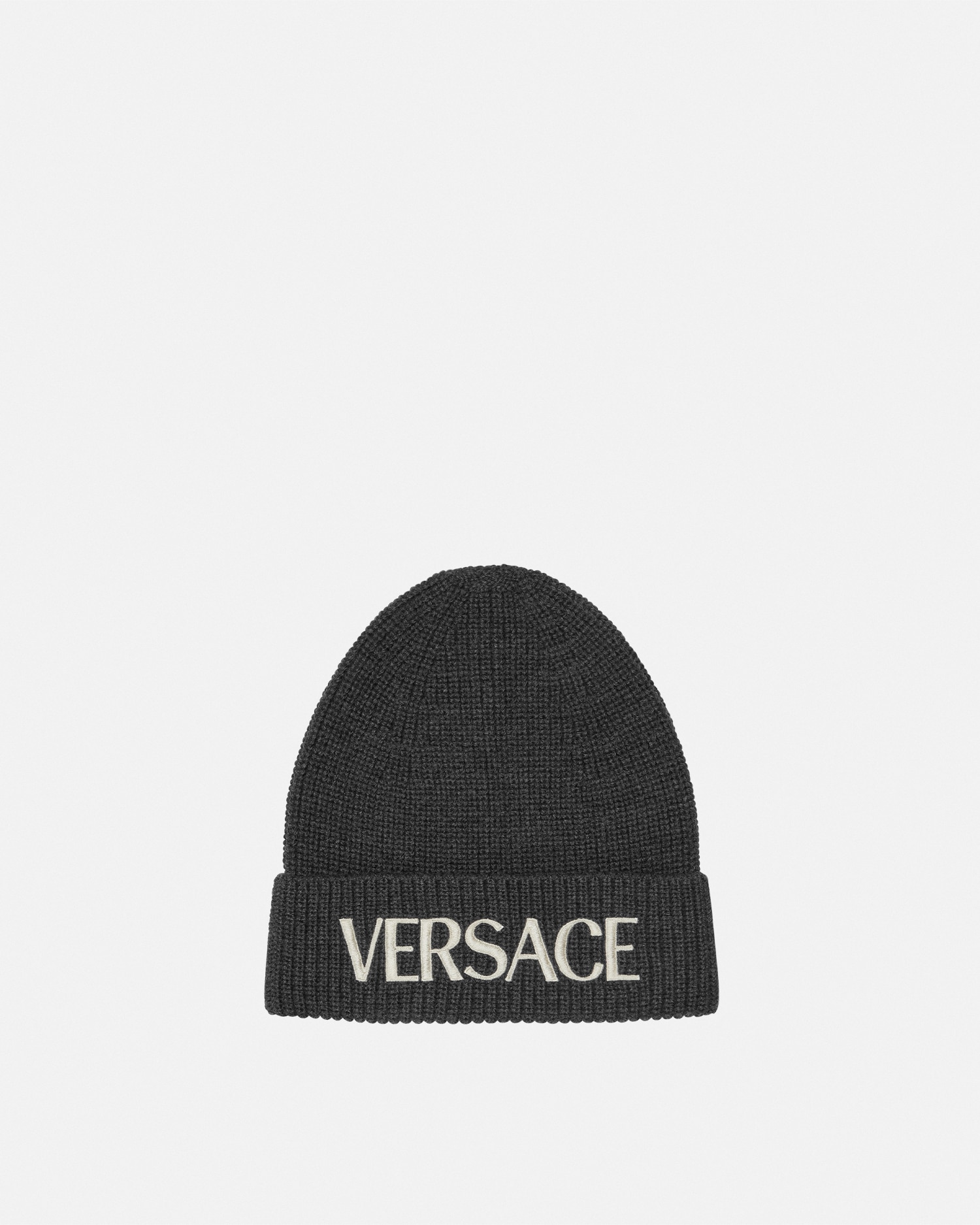 Versace Logo Kids Bonnet En Maille In Gris