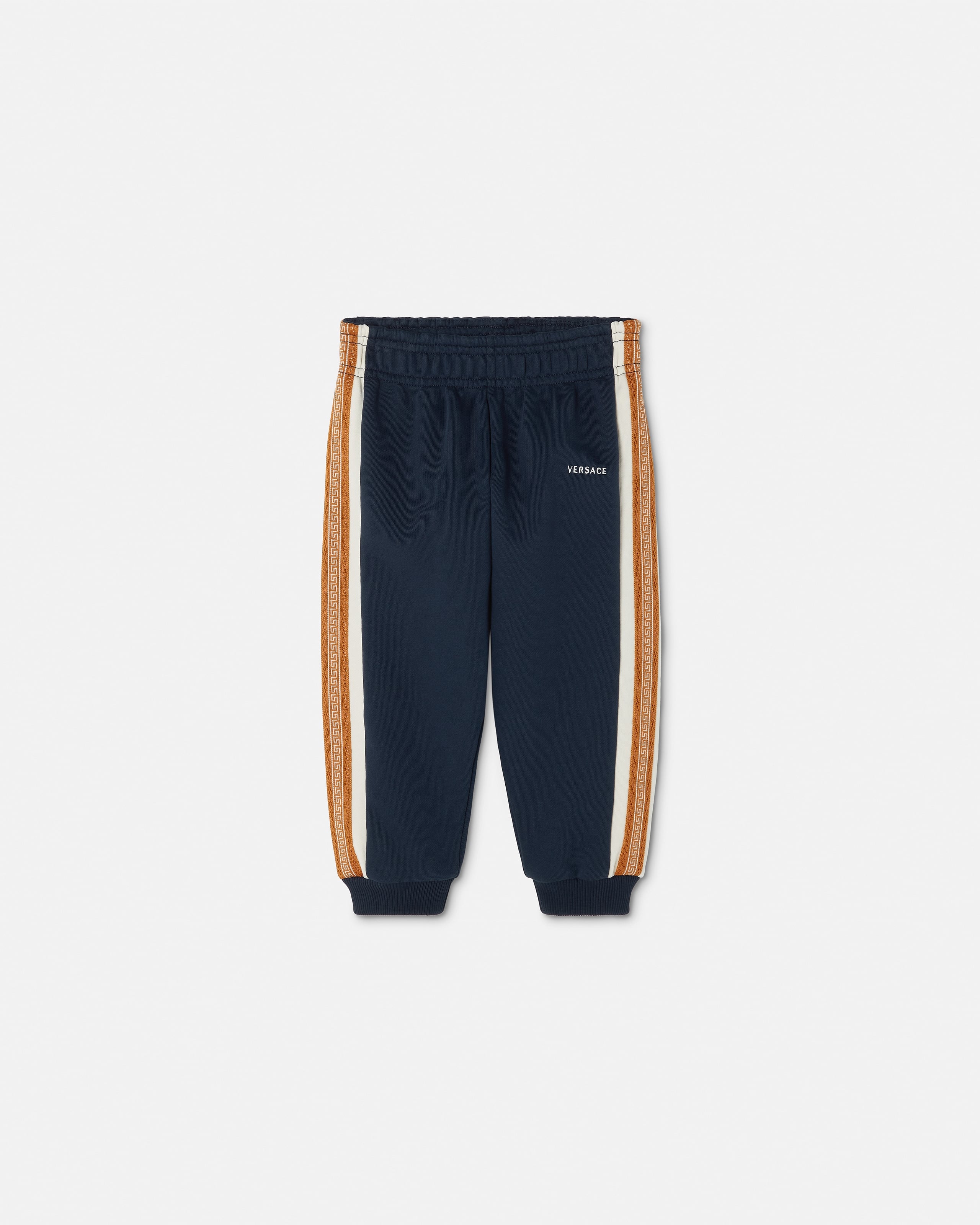 ★Giovanni Versace★ウールスラックス ロゴチャーム ジップ 金 Baby Embroidered-Logo Cotton-Jersey Sweatpants Blue | VERSACE