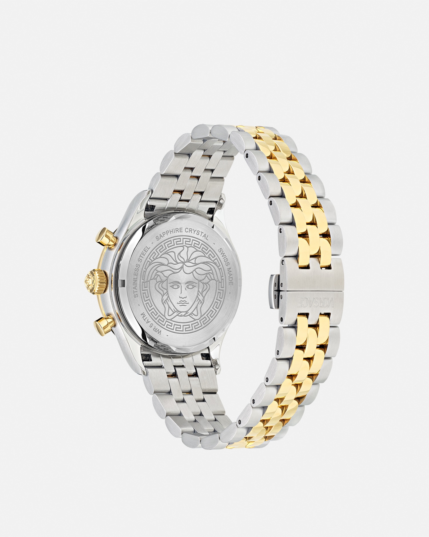 Versace Hellenyium Chrono Petite Watch In Silver+gold