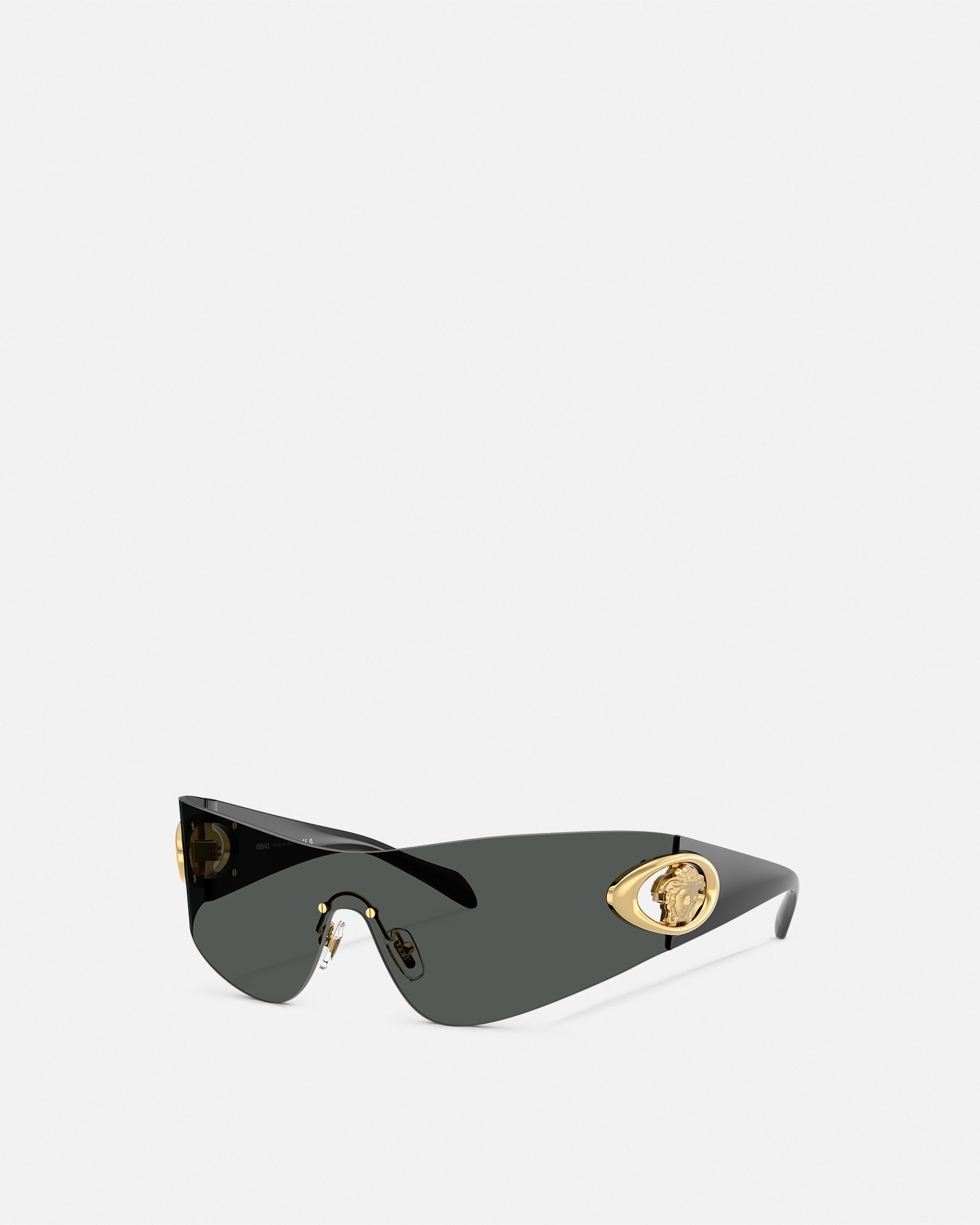 Versace Eclipse Wrap Sunglasses In Black+gold