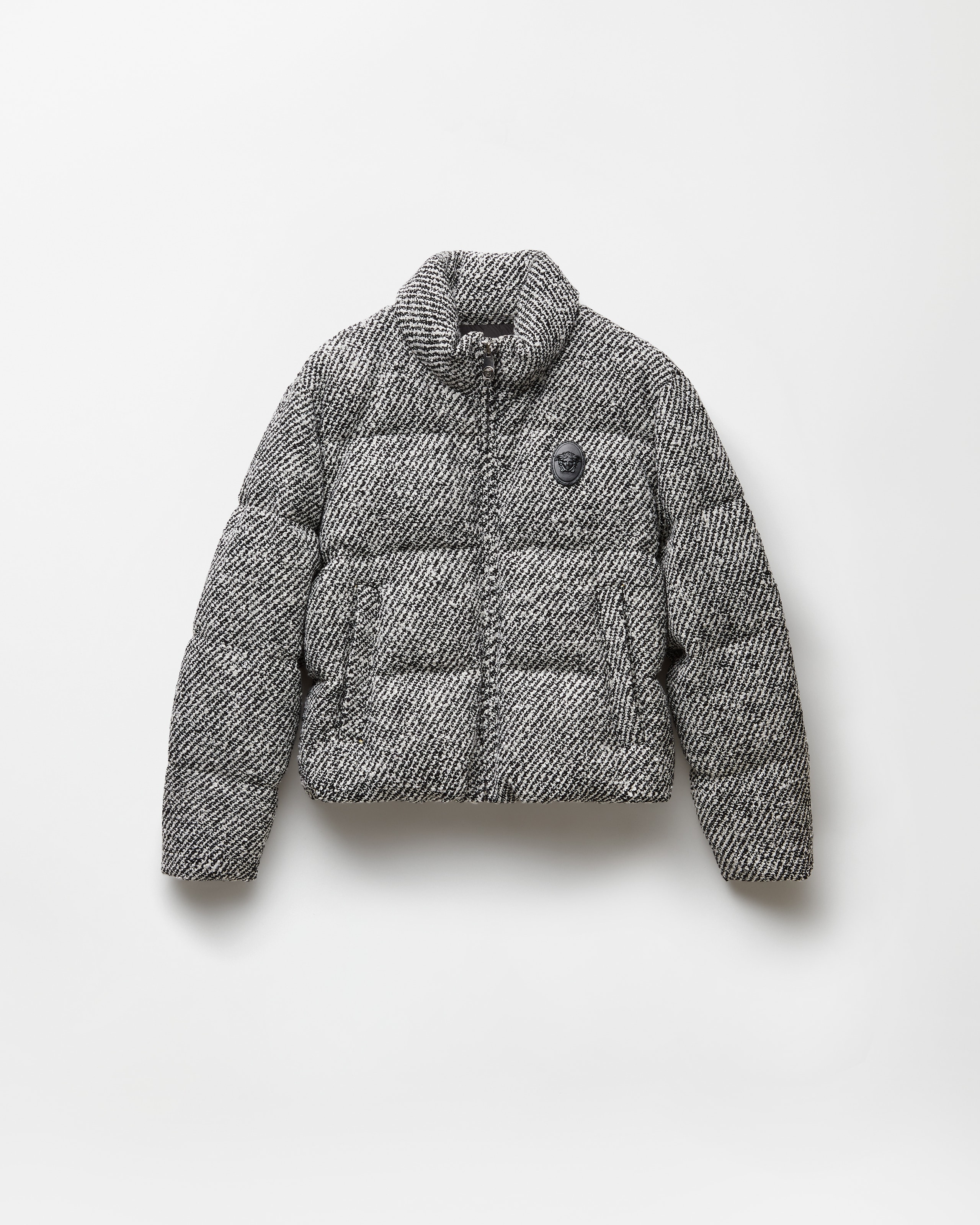Versace Doudoune En Laine Bouclée In Gray