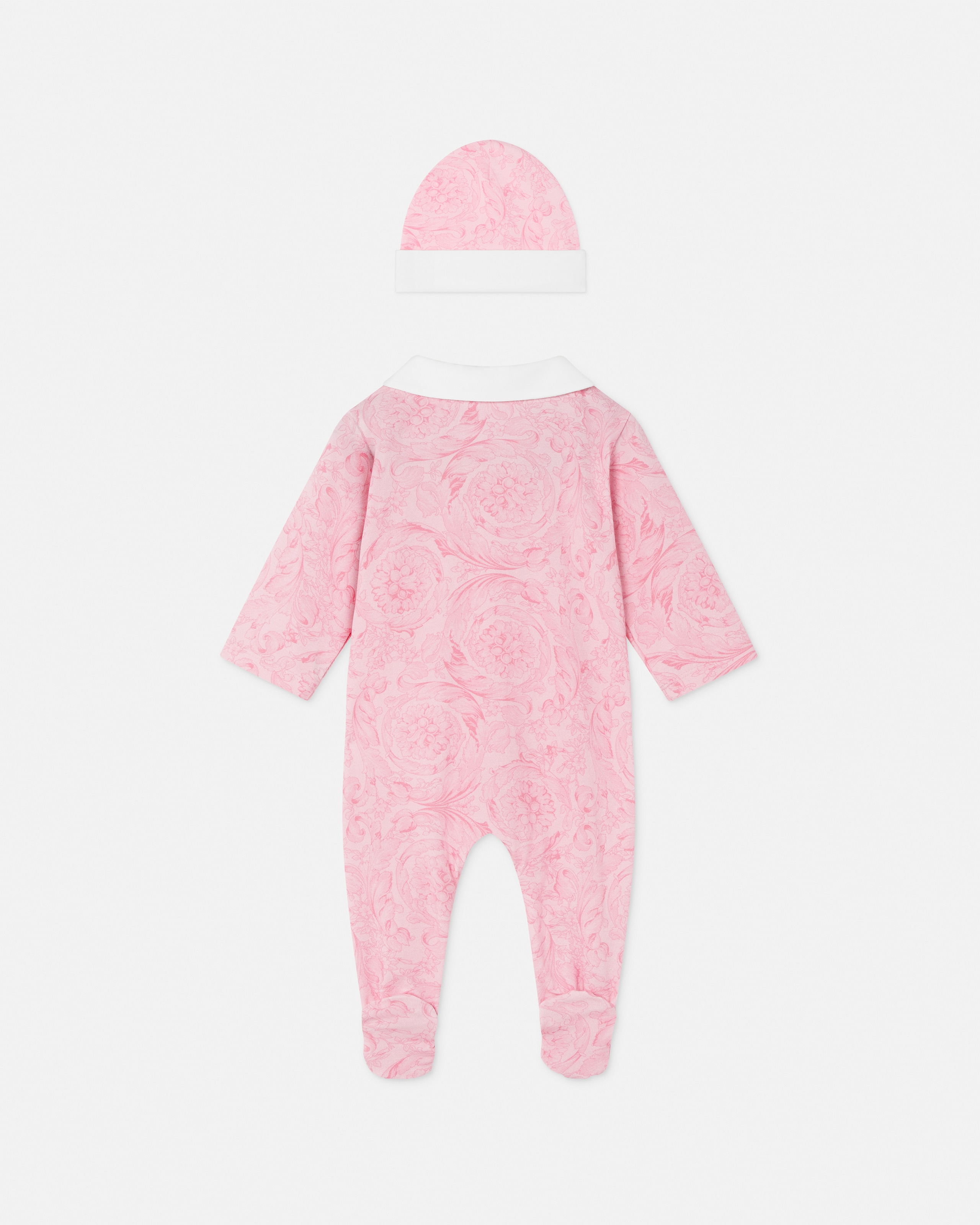 Baby Printed Cotton-Jersey Sleepsuit Pink | VERSACE US