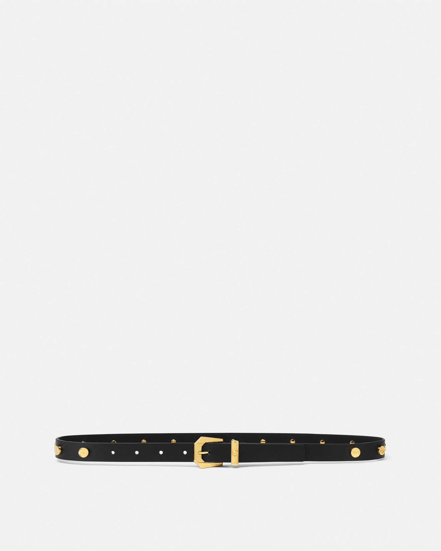 Versace Medusa Heritage Leather Belt 2 Cm In Black+gold