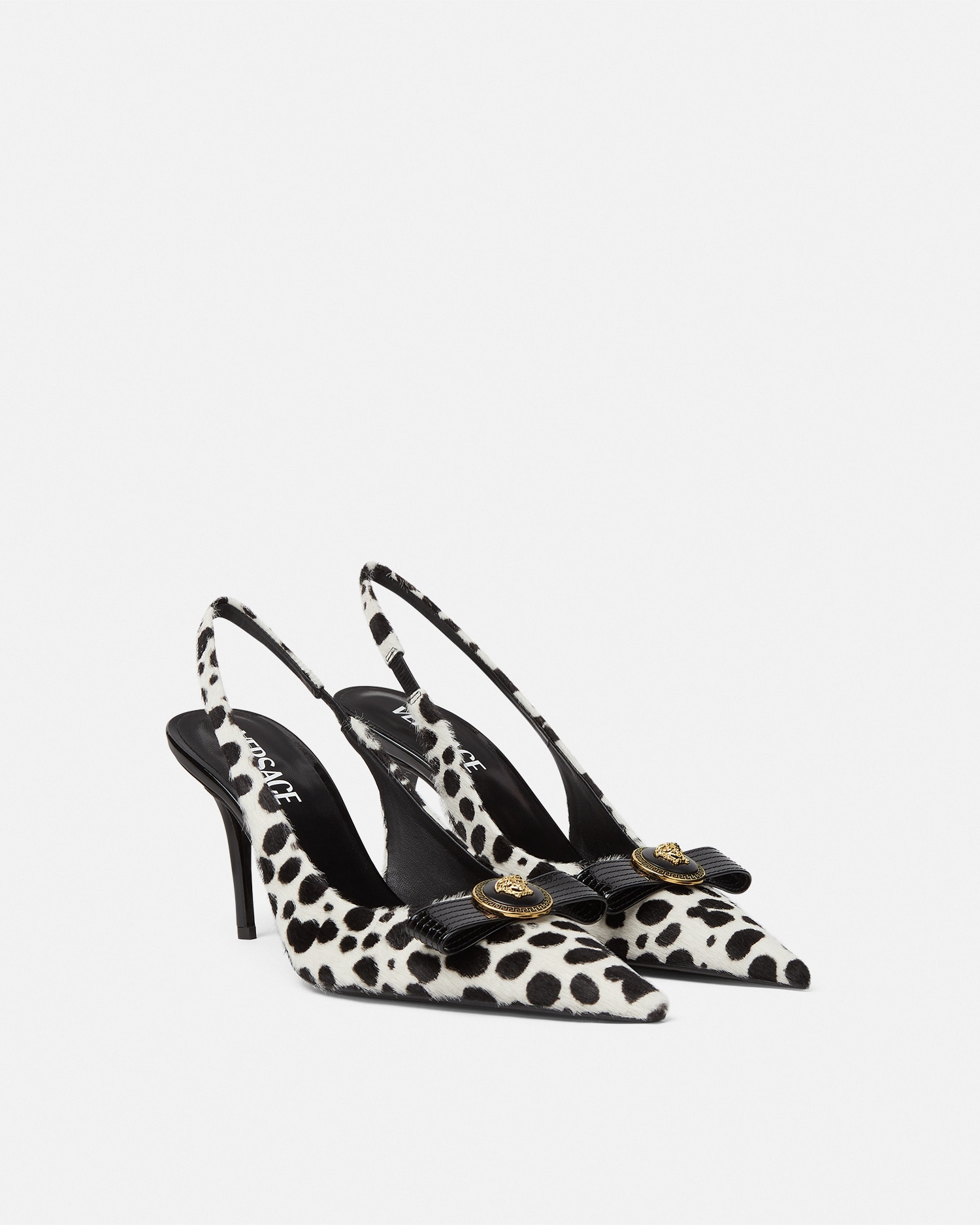 Versace Dalmatian Gianni Ribbon Slingback Pumps 85 Mm In White