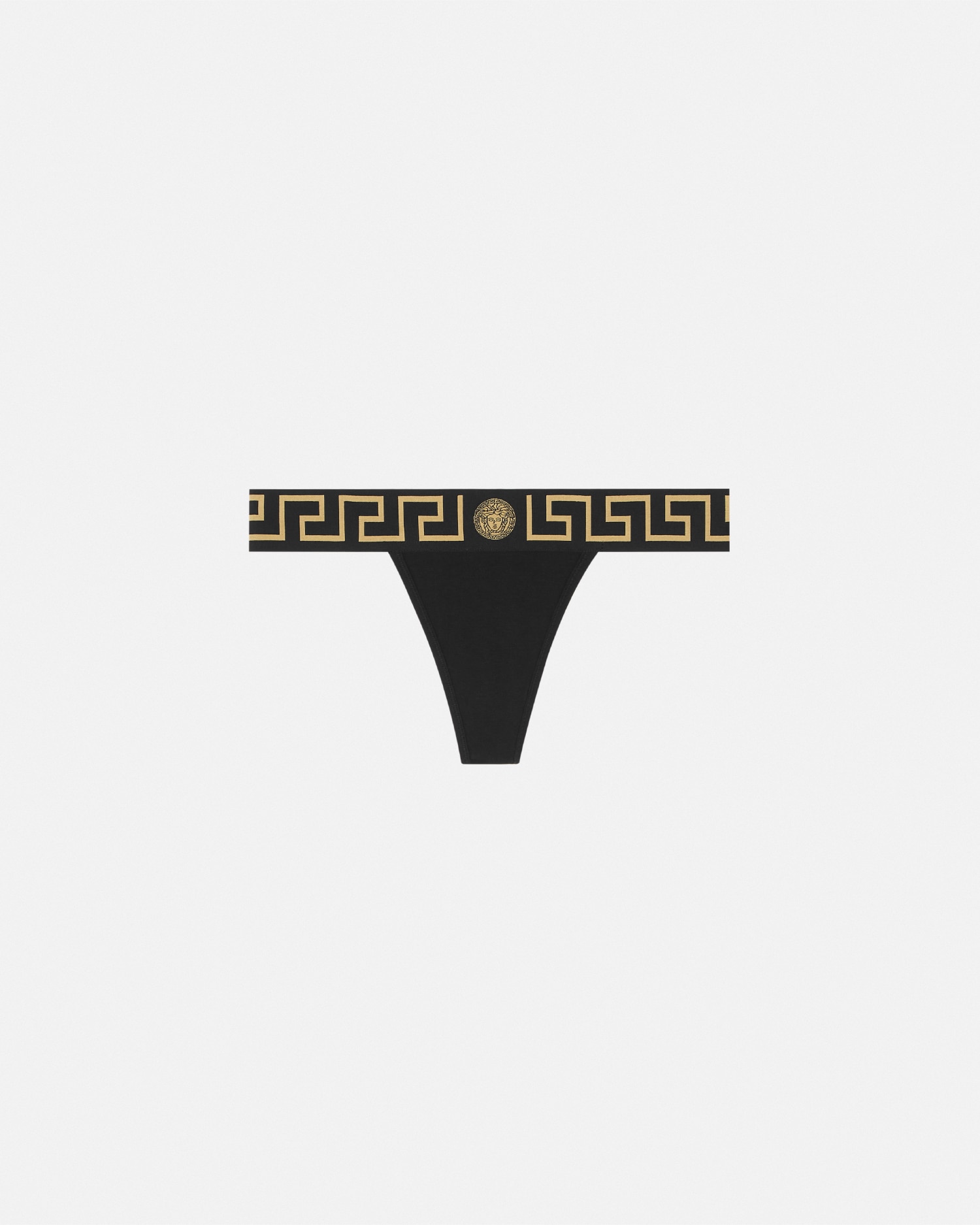 Versace Greca Border Thong In Noir