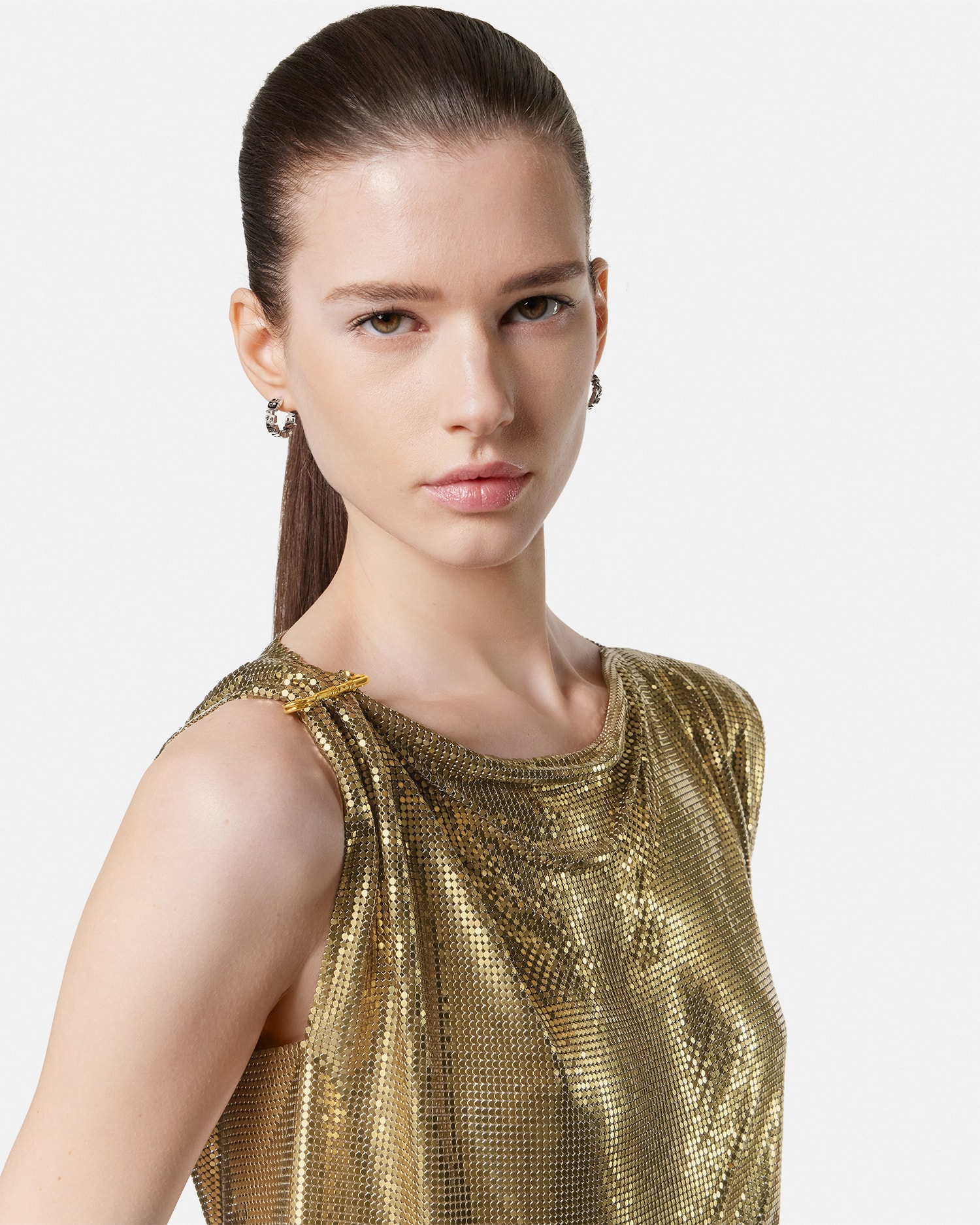 Safety Pin Metal Mesh Top