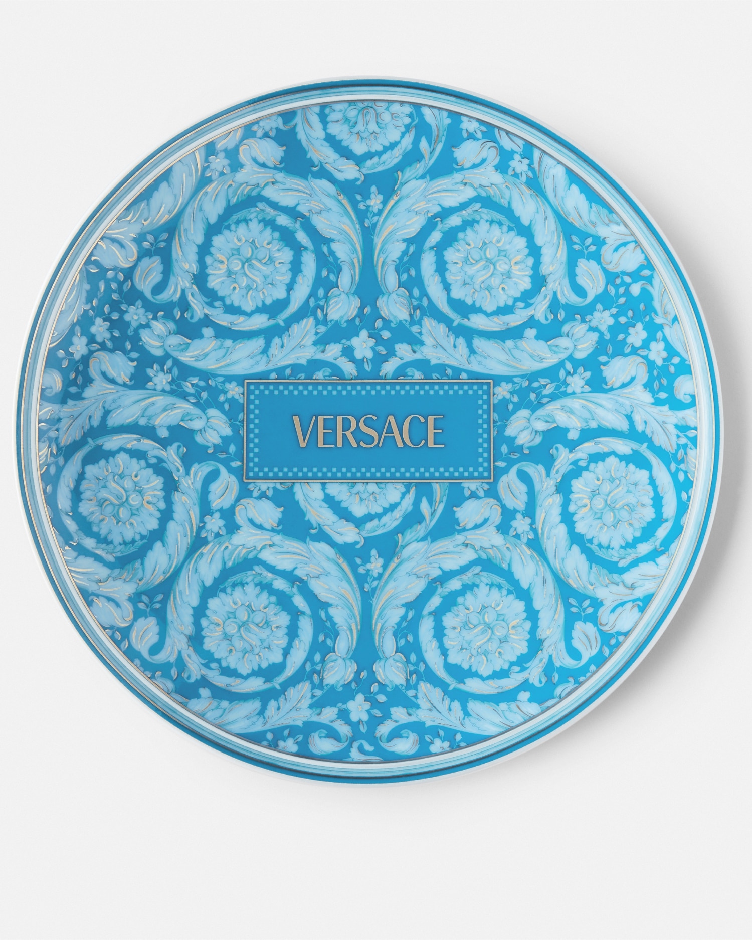 Versace Barocco Teal Charger Plate 33 Cm In Blue