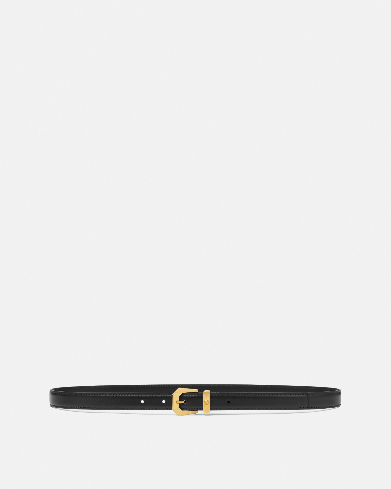 Versace Medusa Heritage Ceinture En Cuir 2 Cm In Black+gold