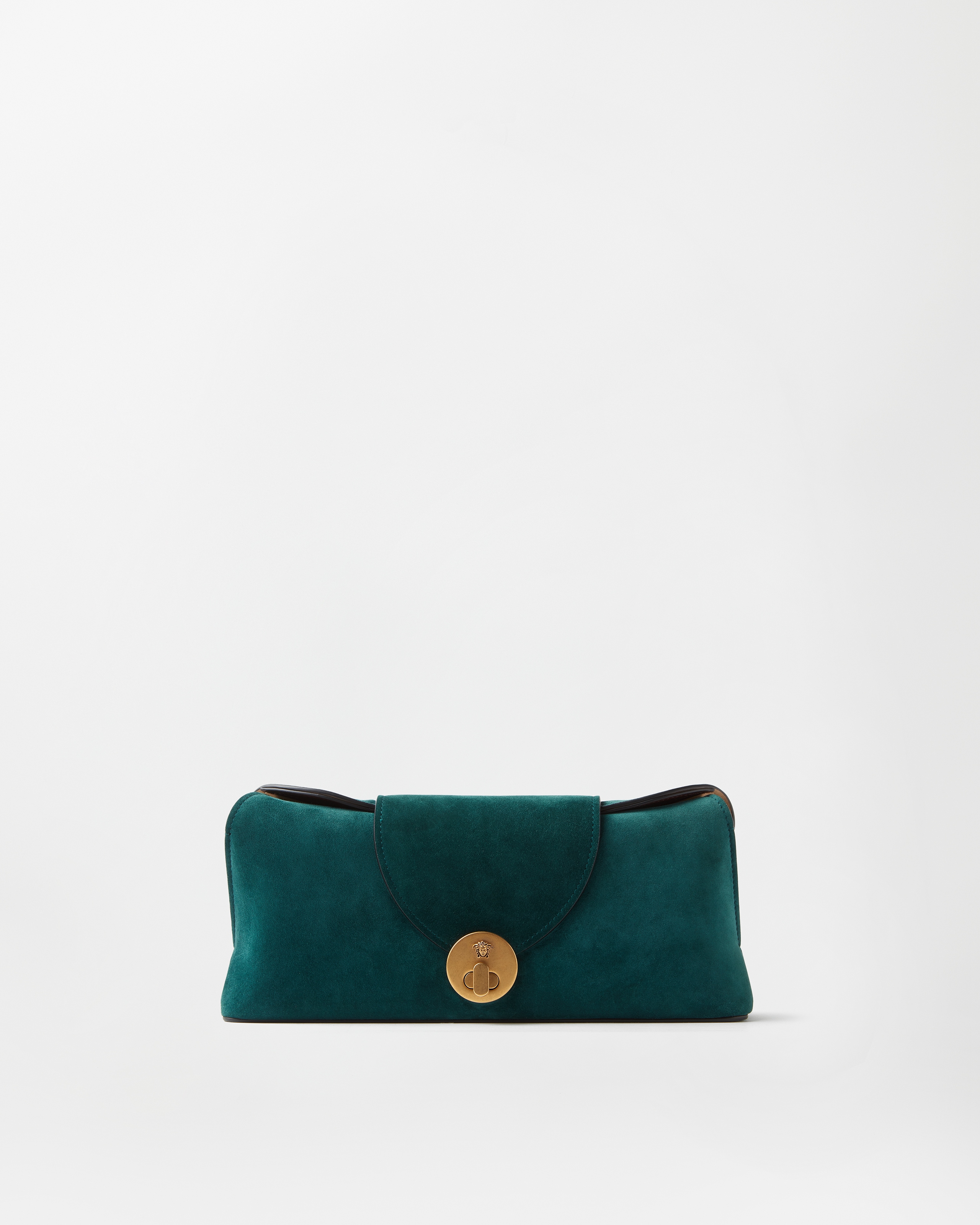 Versace Vivian Suede Clutch In Green