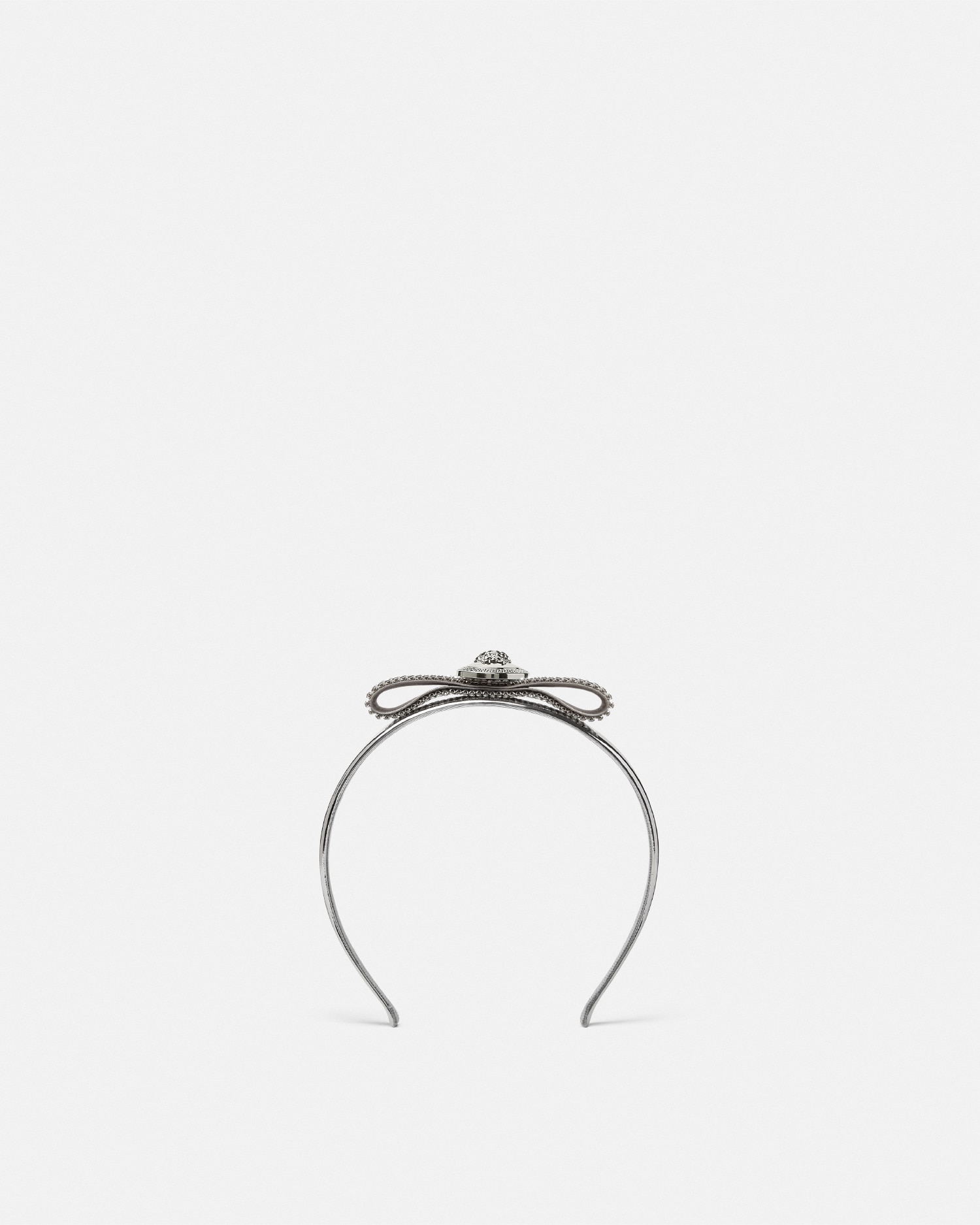 Versace Metal Mesh Gianni Ribbon Headband In Argent