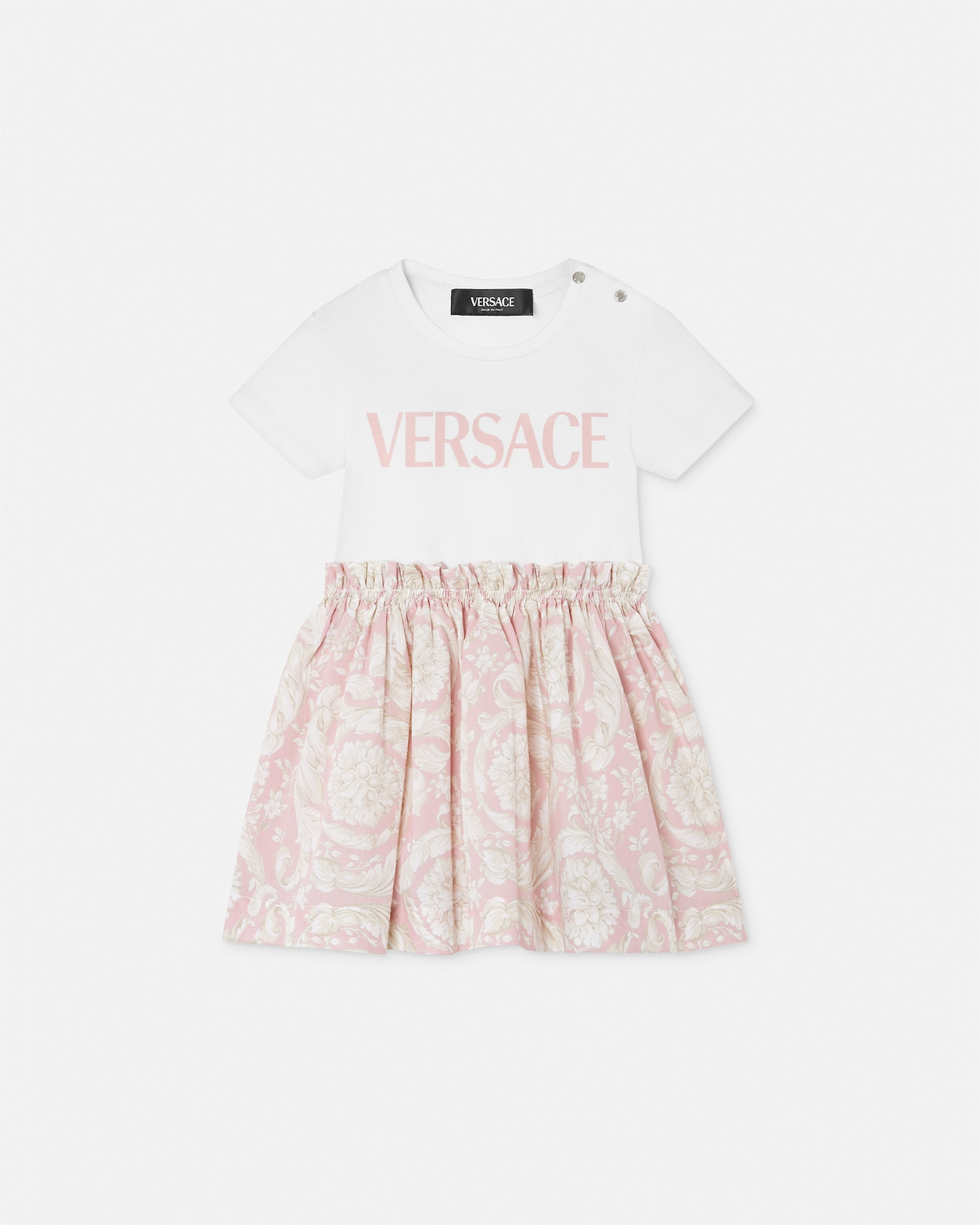 Versace Barocco Kids T-shirt Dress In Light Pink