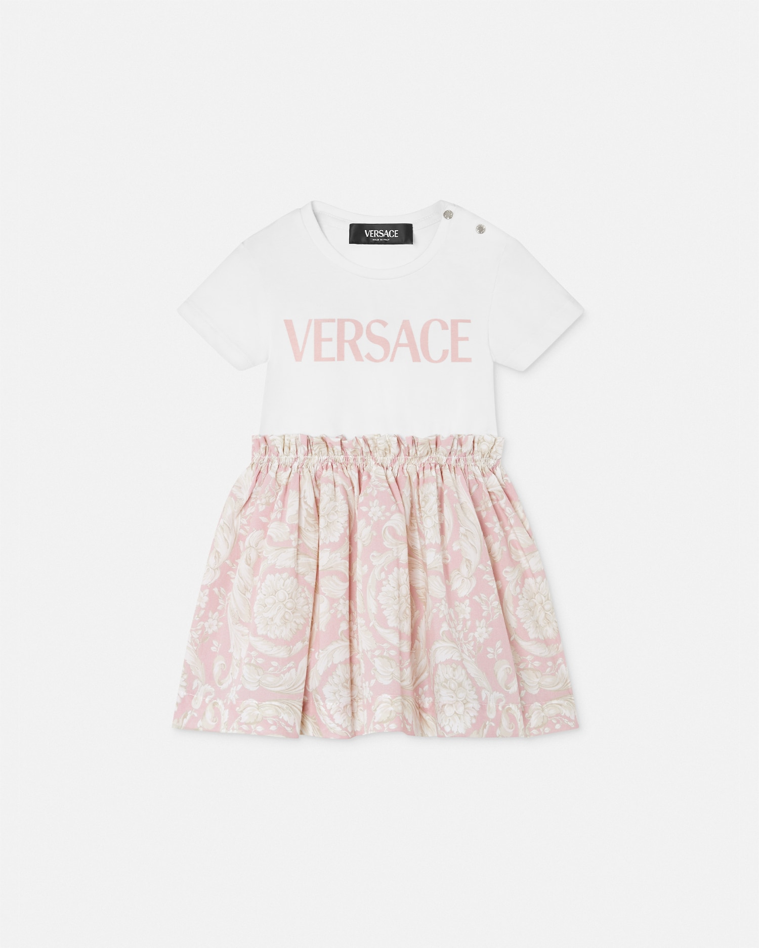 Versace Barocco Baby T-shirt Dress In Light Pink