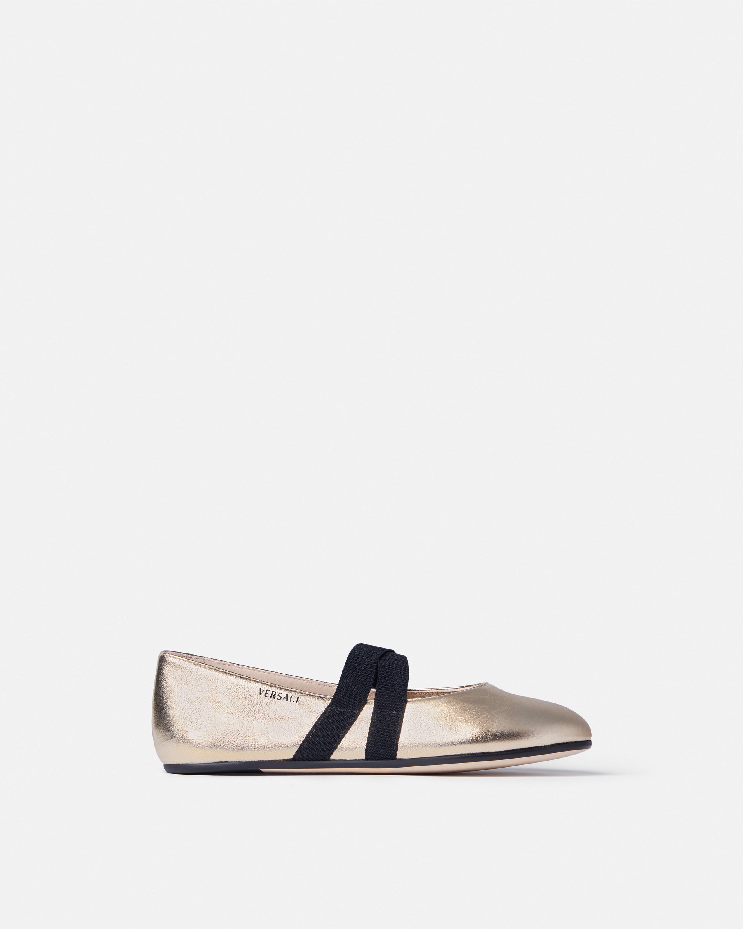Versace Kids Metallic Leather Ballerinas In Gold