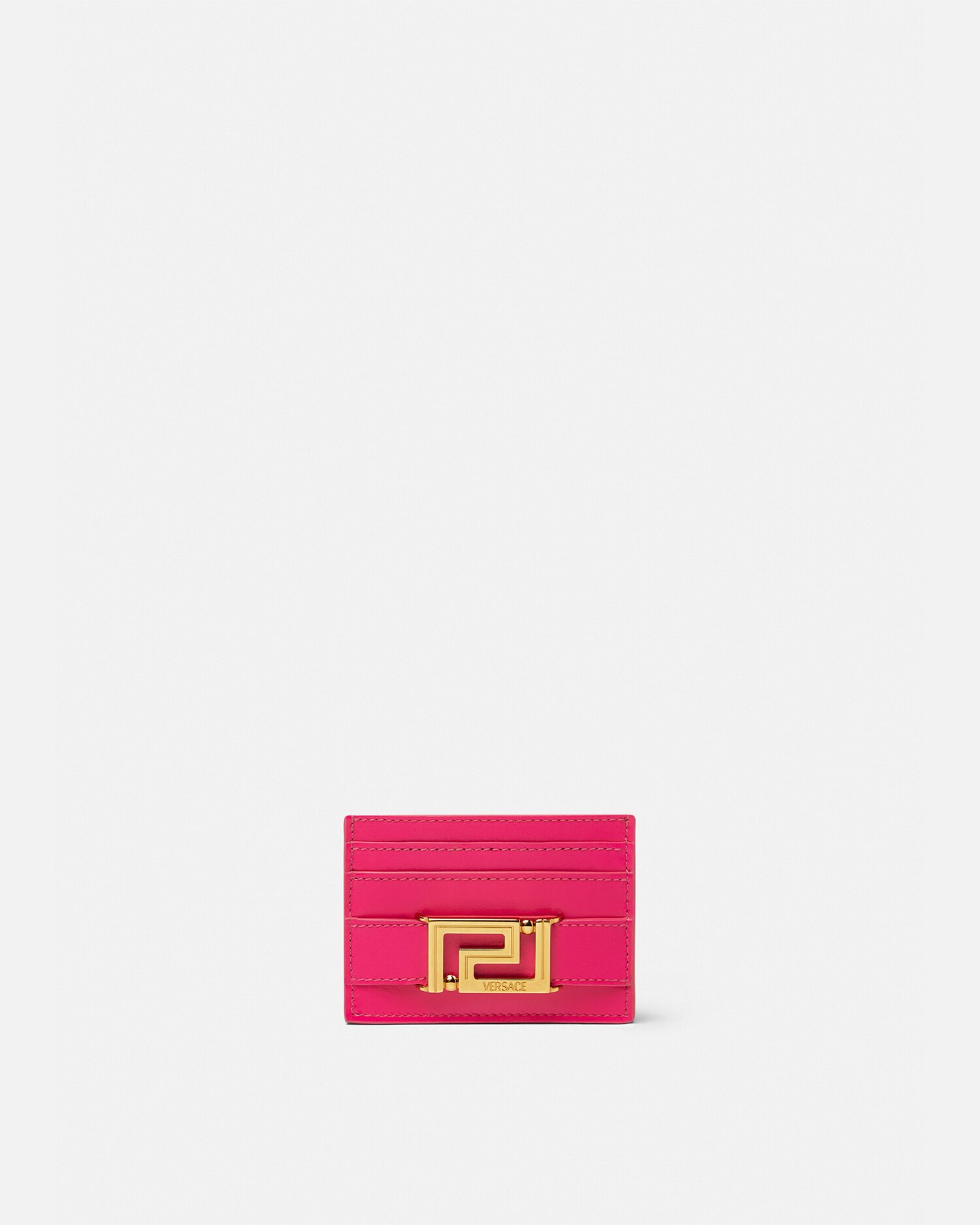 Versace Greca Goddess Card Holder In Pink