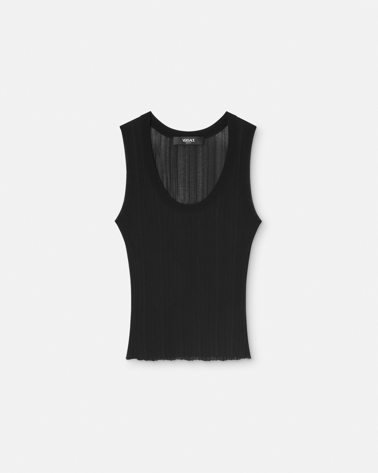 Versace Ribbed Knit Tank Top In Black