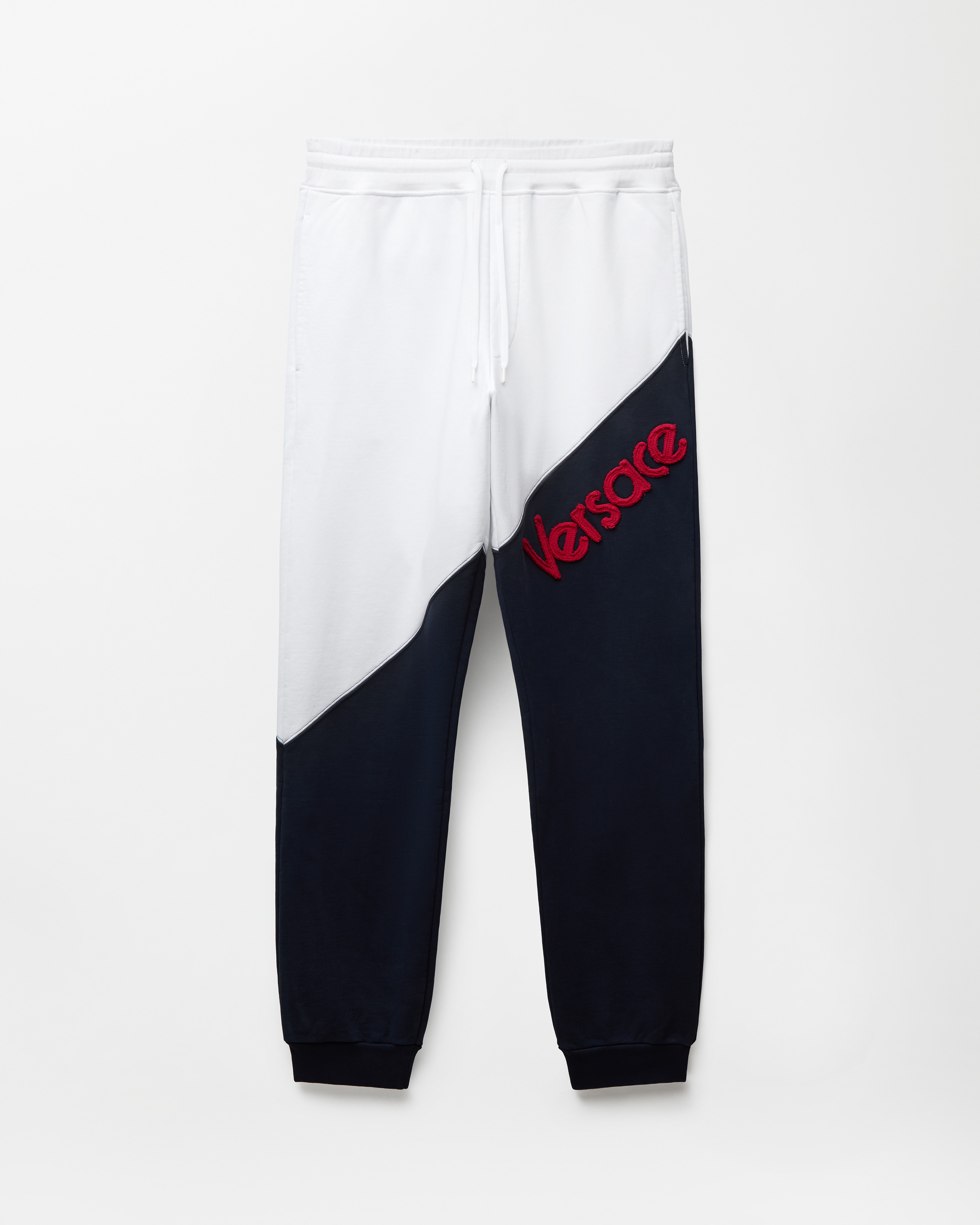 Versace Embroidered Cotton Sweatpants In Blue