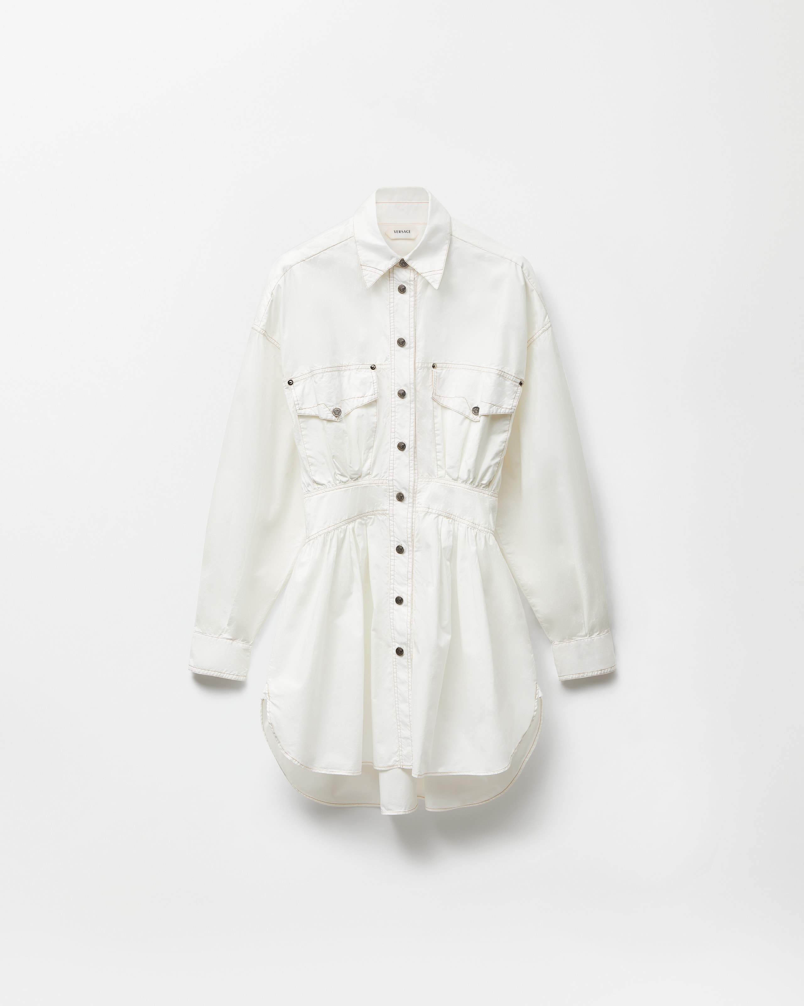 Versace Mini Robe En Popeline De Coton In Blanc