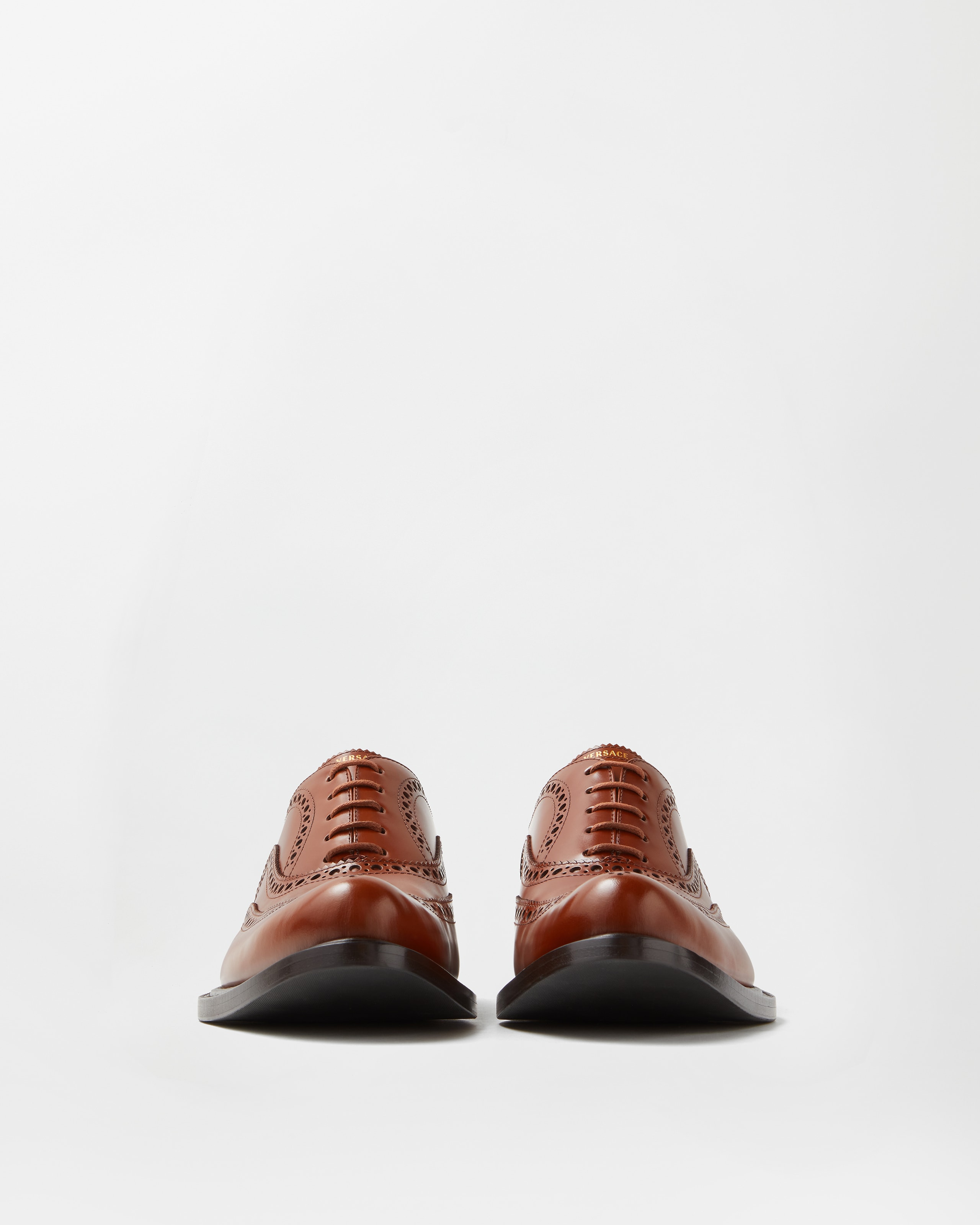 Brown Versace Men’s Dress Shoes size 41 Versace Brown Two Tone Leather Buckle Detail Slip On Loafers  main image 2