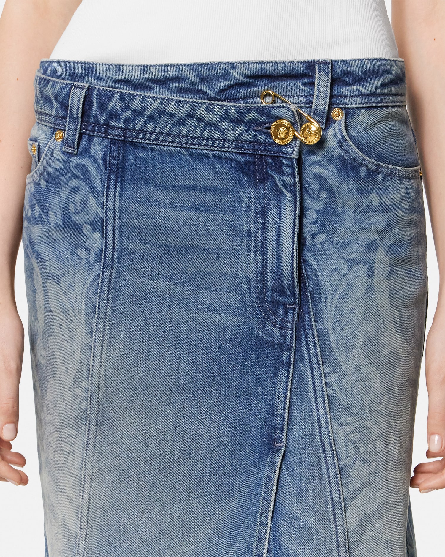 Barocco Denim Wrap Skirt