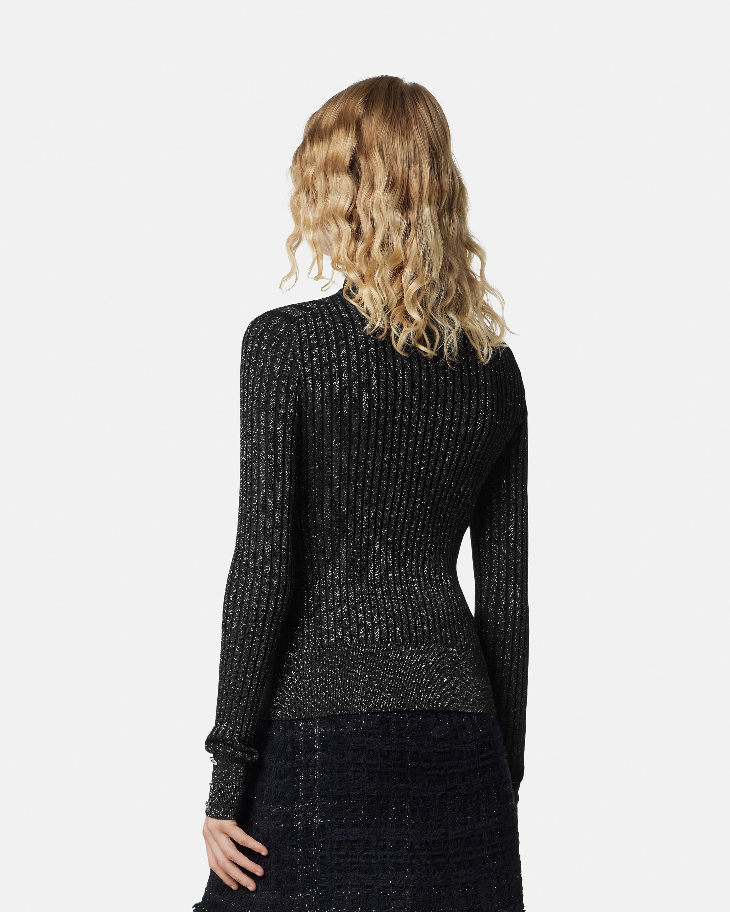 Lurex-Blend Ribbed Knit Top