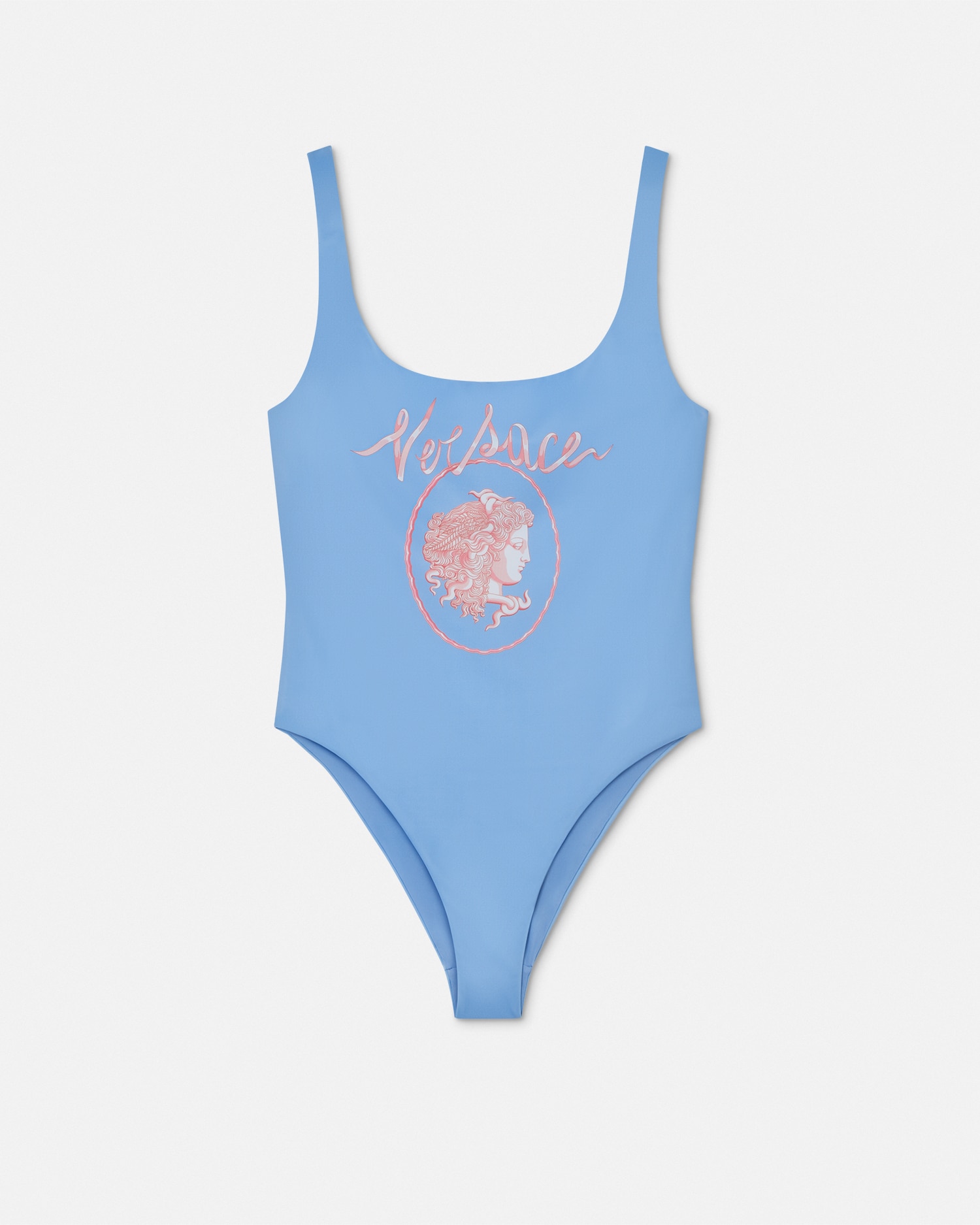 Versace Cameo One-piece Swimsuit In Blue